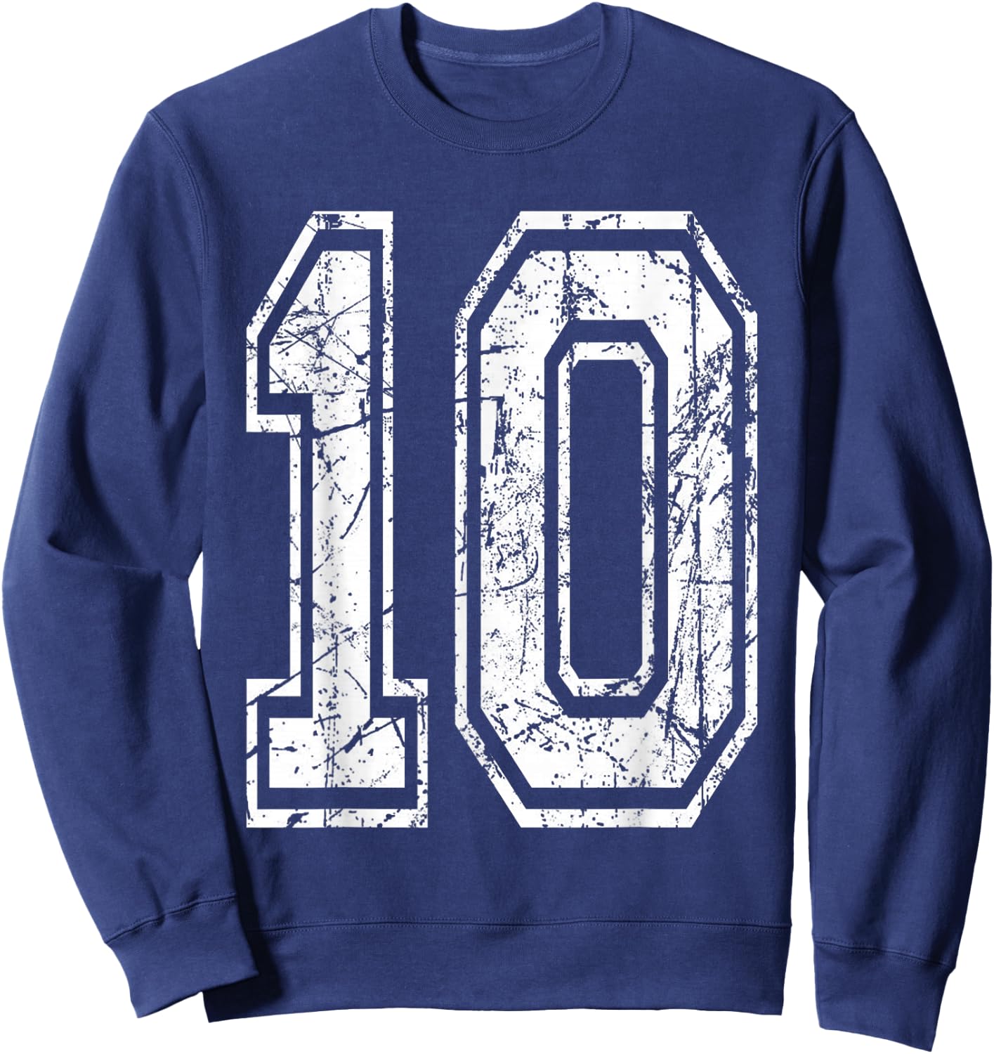 Sports Jersey Grunge Number 10 Team Player Birthday Gift Sweatshirt - Sweatshirt | Navy