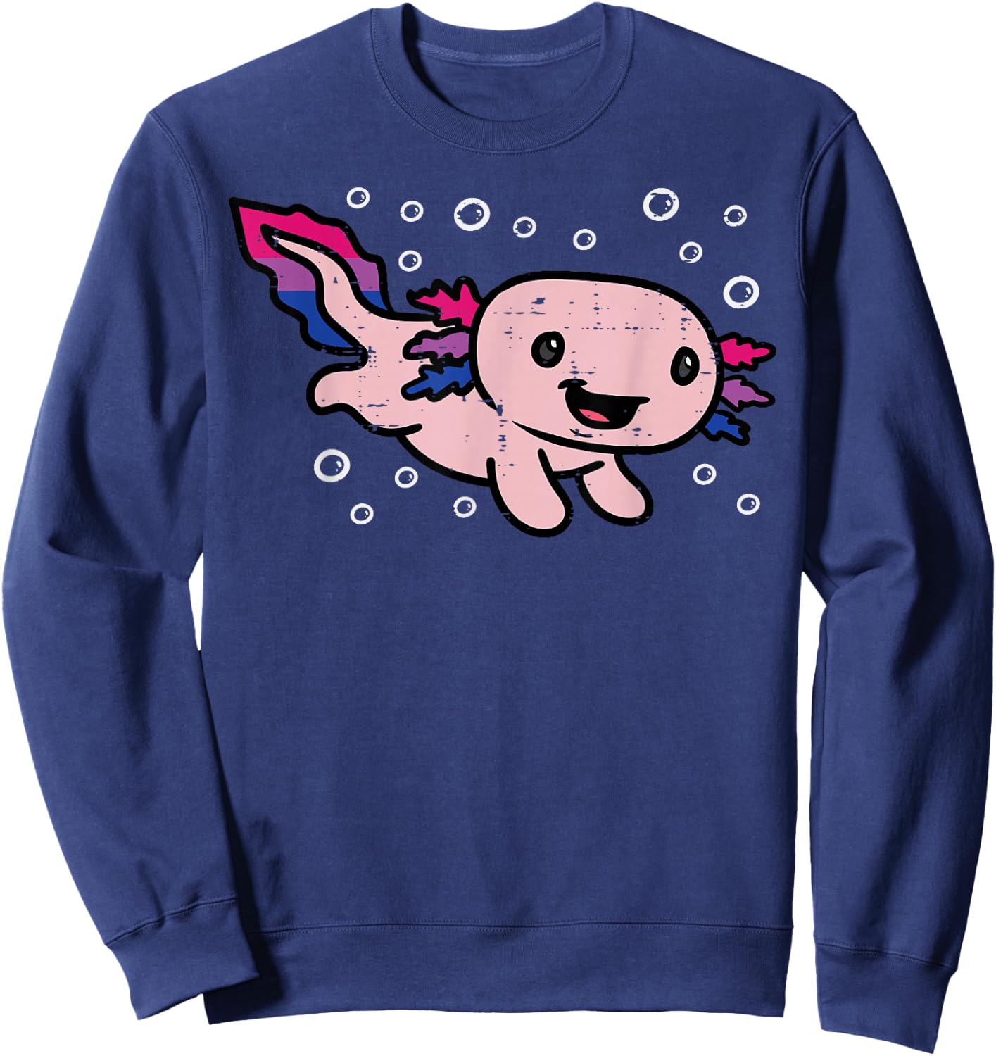 Bisexual Axolotl Bi Pride Flag Bisexuality LGBTQ Women Men Sweatshirt - Sweatshirt | Navy