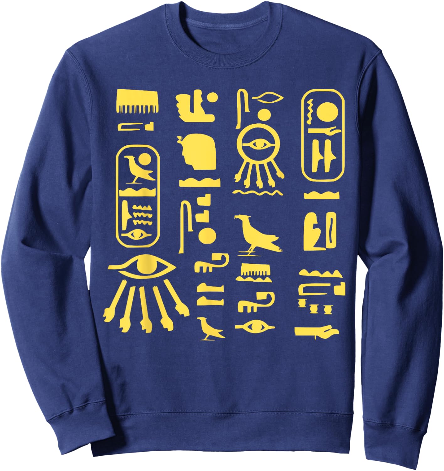 Egyptian Hieroglyphs, Symbols of Writing Egyptian Egyptologist , Black, S Sweatshirt - Sweatshirt | Navy