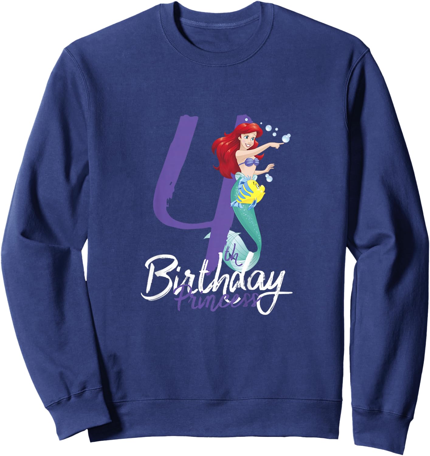 Kids Disney Princess Ariel The Little Mermaid 4th Birthday Sweatshirt - Sweatshirt | Navy