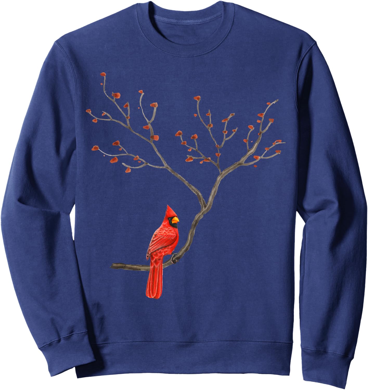 Red Cardinal Bird Lovers Birdwatching Birding Vintage Sweatshirt - Sweatshirt | Navy