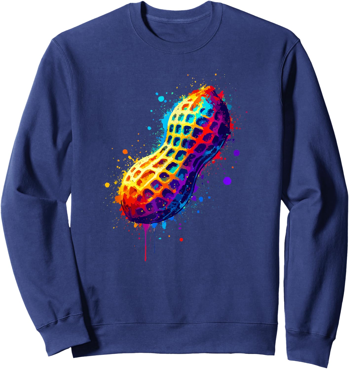Colorful Splash Art Peanut Peanuts , Black, S Sweatshirt - Sweatshirt | Navy