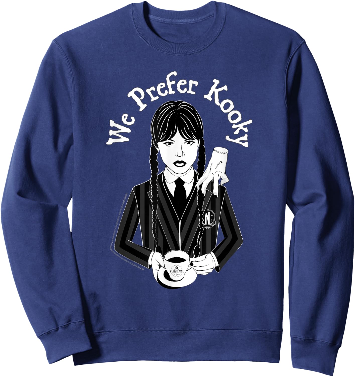 Wednesday & Thing We Prefer Kooky Black & White Portrait Sweatshirt - Sweatshirt | Navy