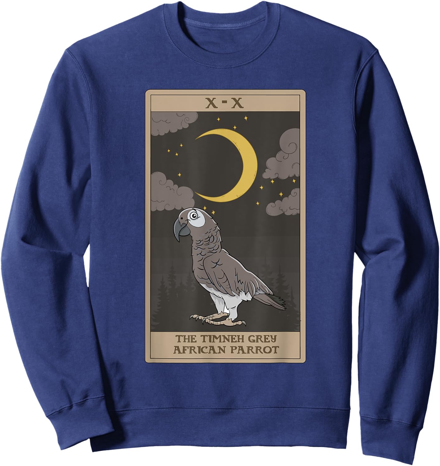 Timneh Grey African Parrot Cute Parrot Tarot Card Sweatshirt - Sweatshirt | Navy
