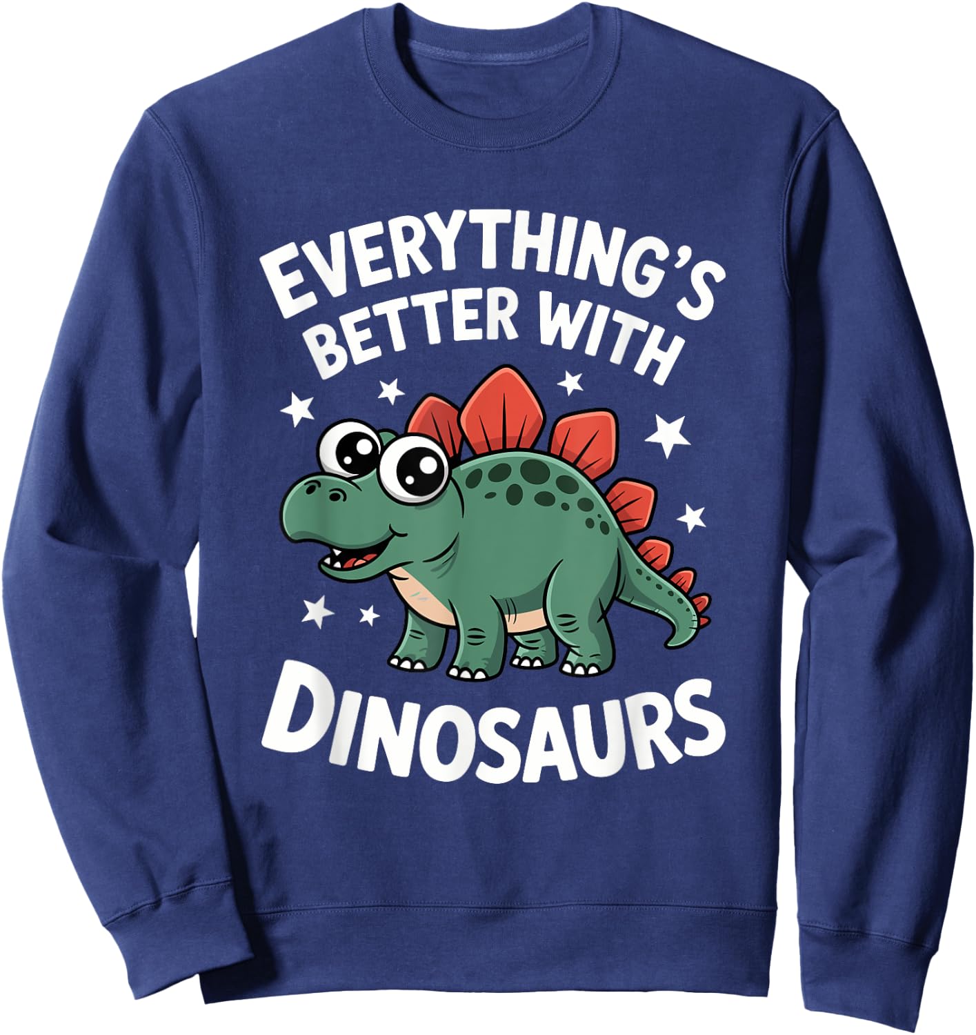 Cute Stegosaurus Lover Adults or Kids Boys Girls Dinosaur Sweatshirt - Sweatshirt | Navy