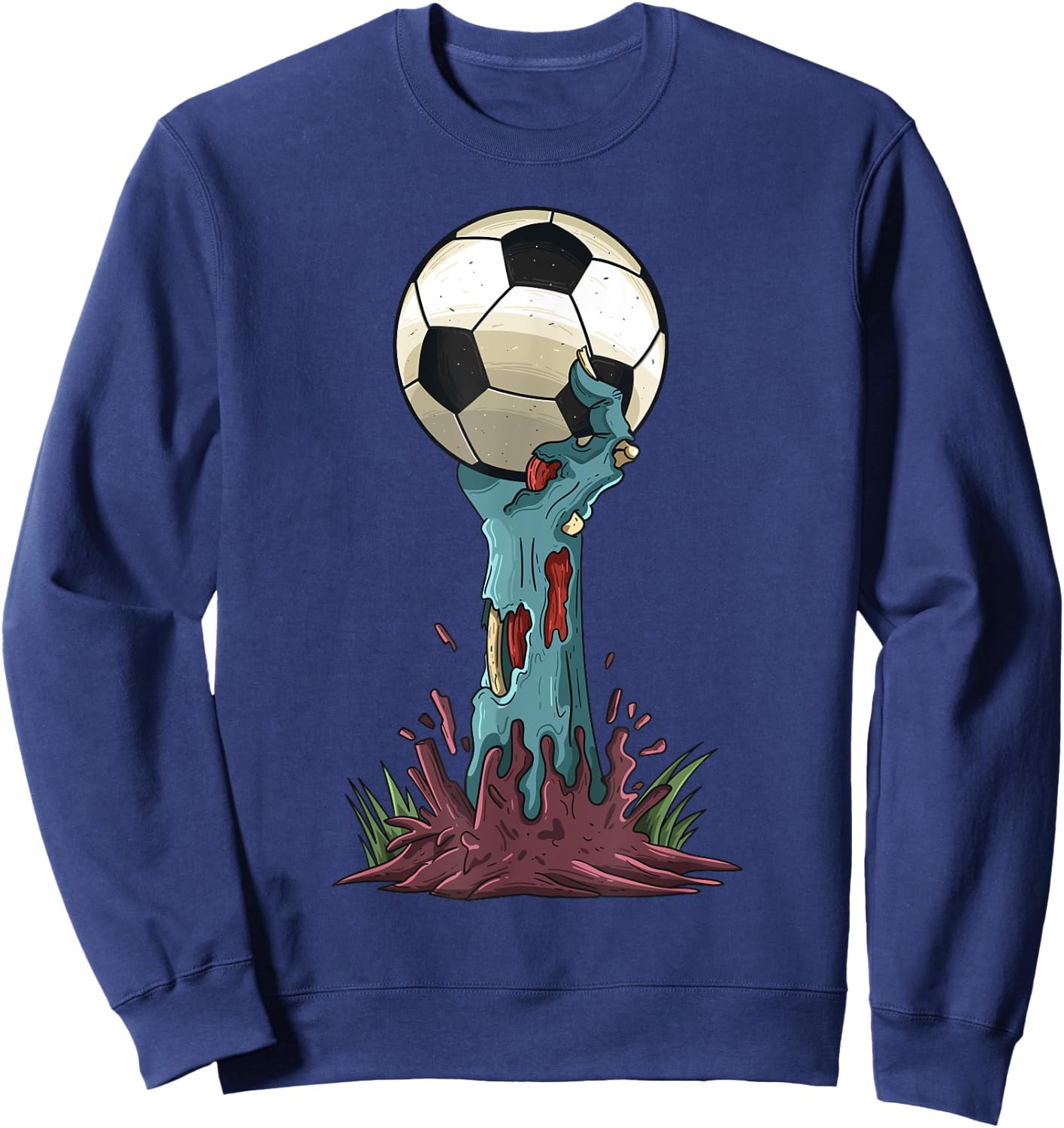 Zombie Hands Soccer Funny Horror Scary Halloween Costume Sweatshirt - Sweatshirt | Navy
