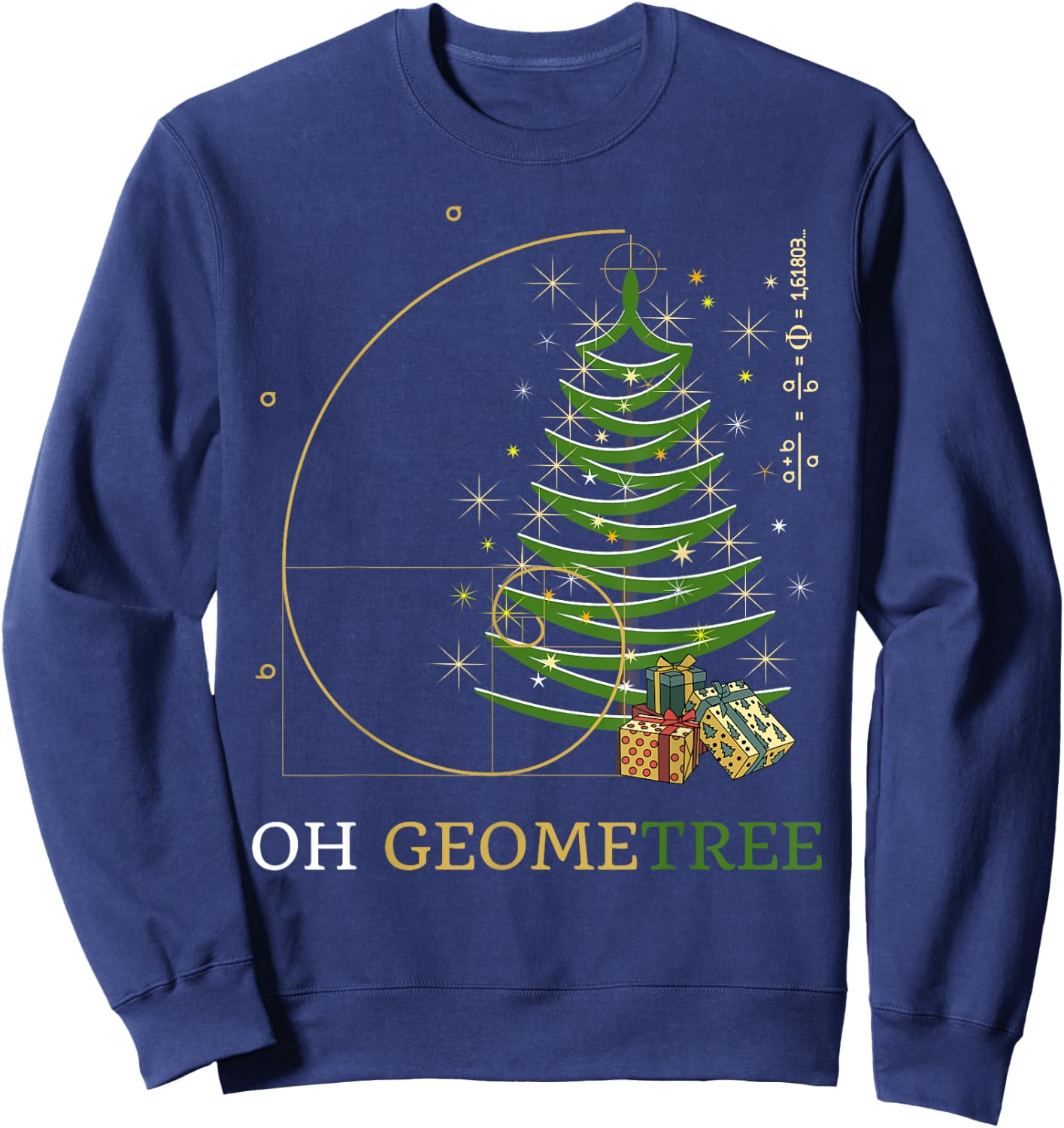 Oh Geometree. Geometree funny math Fibonacci Christmas Tree Sweatshirt - Sweatshirt | Navy