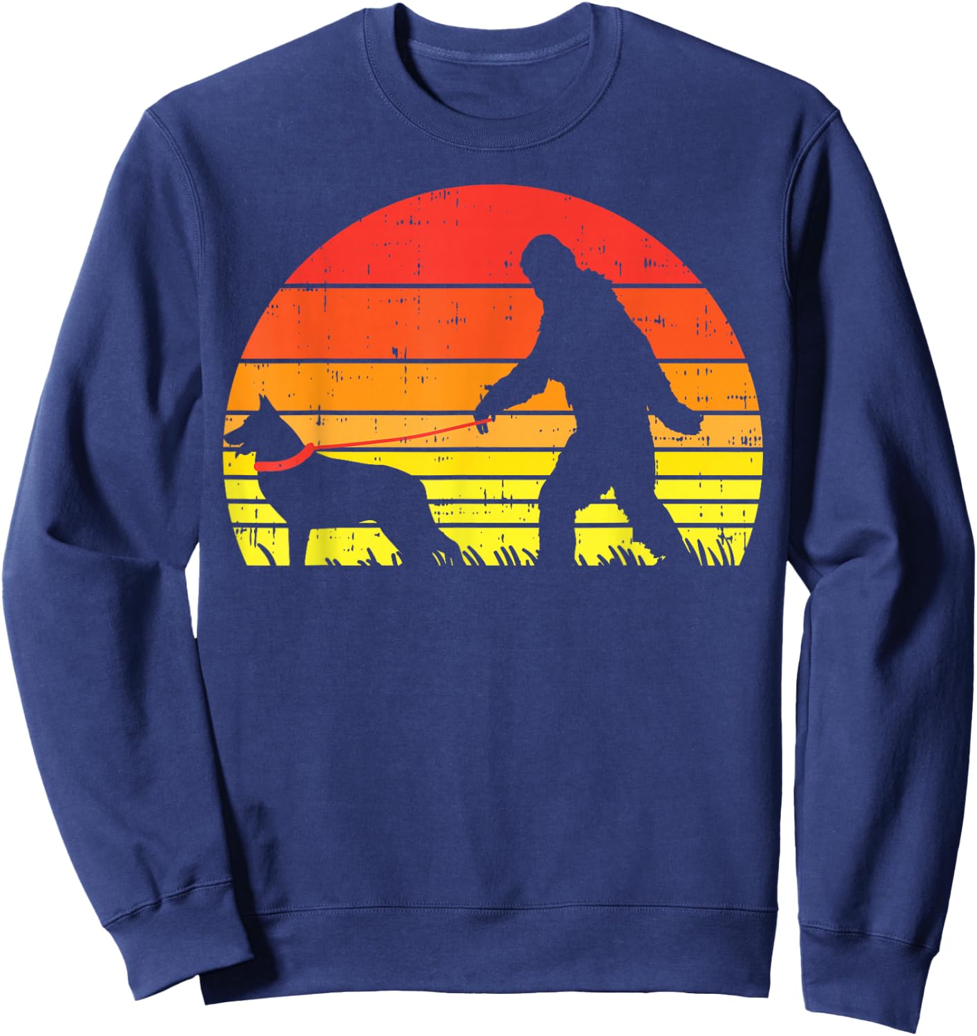 Bigfoot Sasquatch German Shepherd Retro K9 Dog Lover Gift Sweatshirt - Sweatshirt | Navy
