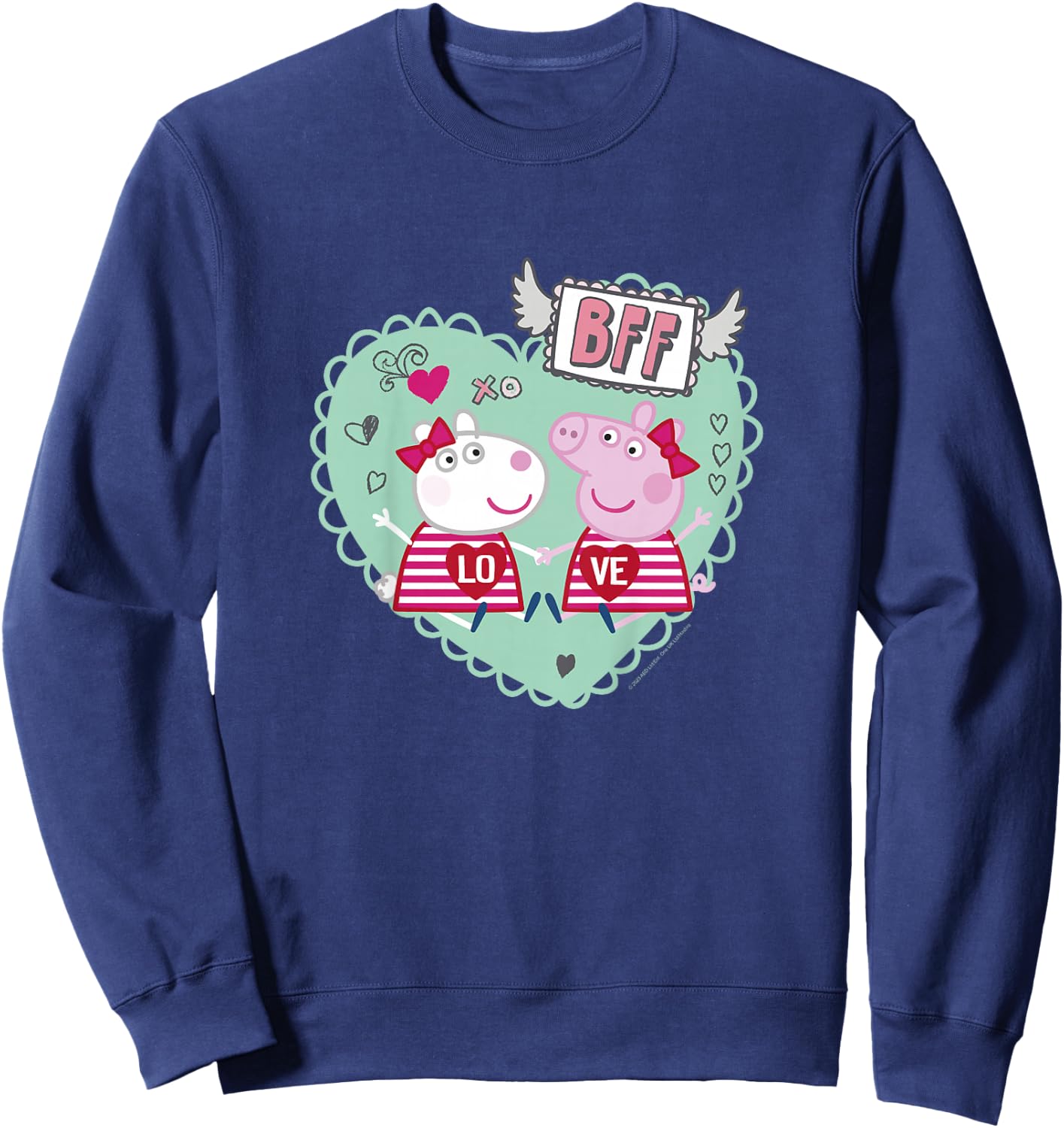 Peppa Pig Valentine's Day BFF Love Peppa & Suzy Heart Stamp Sweatshirt - Sweatshirt | Navy