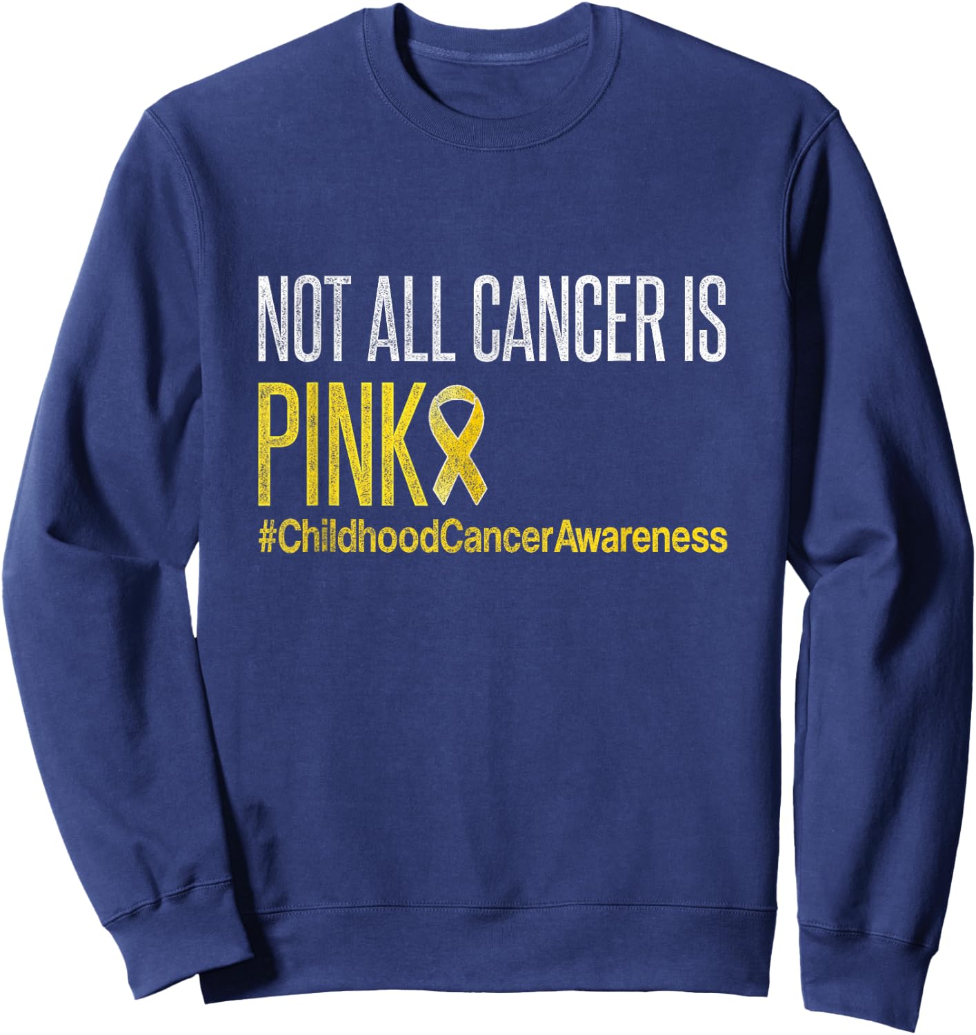 Childhood Cancer Awareness September Yellow Ribbon T Shirt Sweatshirt - Sweatshirt | Navy