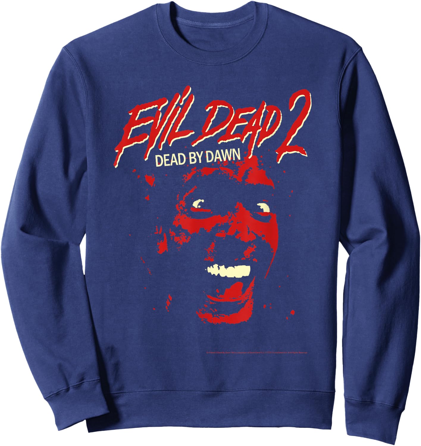 Ripple Junction x Evil Dead 2 Ash Williams Bloody Face , Black, S Sweatshirt - Sweatshirt | Navy
