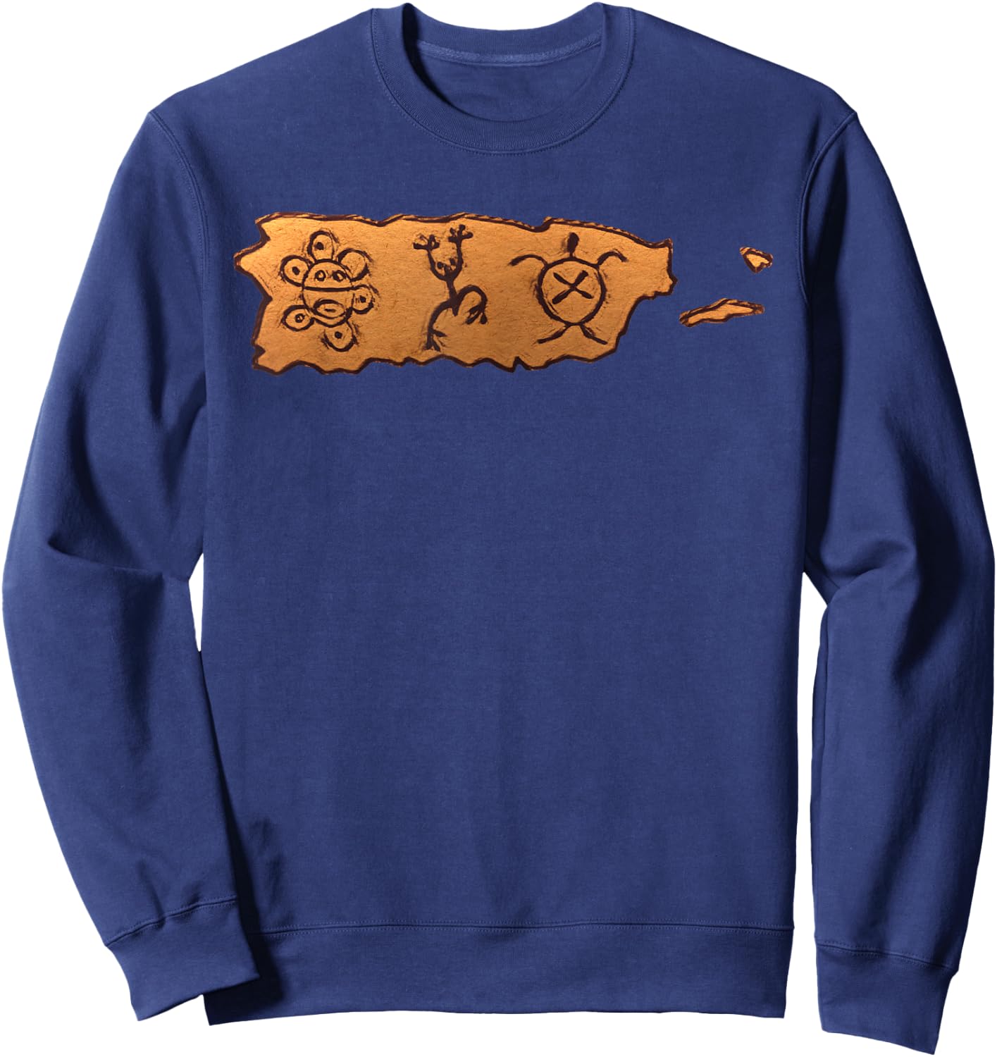 Taino Art Symbols Puerto Rico Map Boricua Petroglyphs Sweatshirt - Sweatshirt | Navy