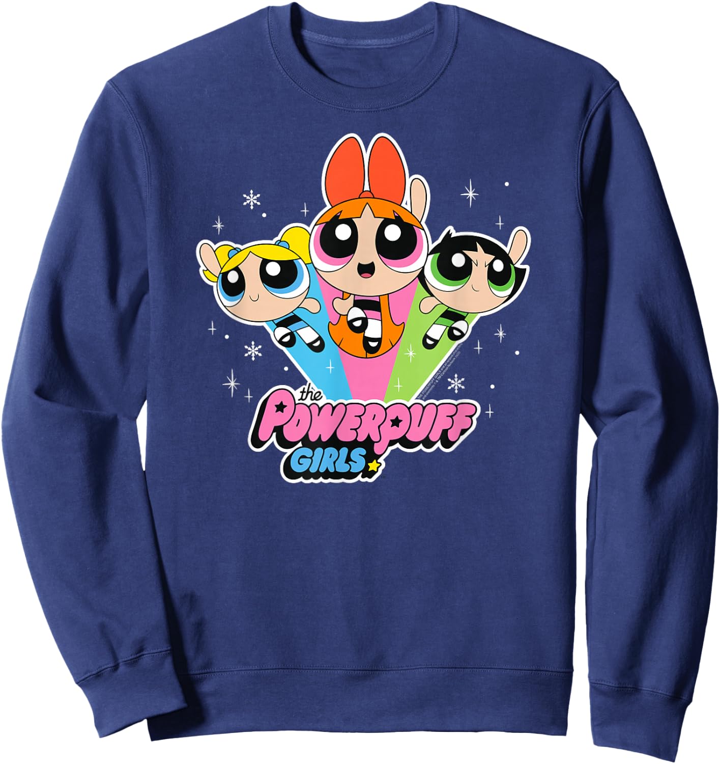 Cartoon Network The Powerpuff Girls Logo With Snowflakes , black Sweatshirt - Sweatshirt | Navy
