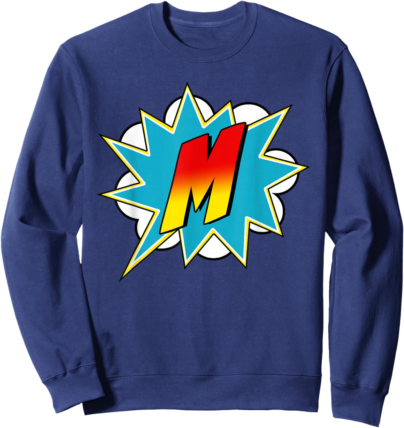 Buchstabe M Name Superheld Comic Retro Kostüm Sweatshirt - Sweatshirt | Navy