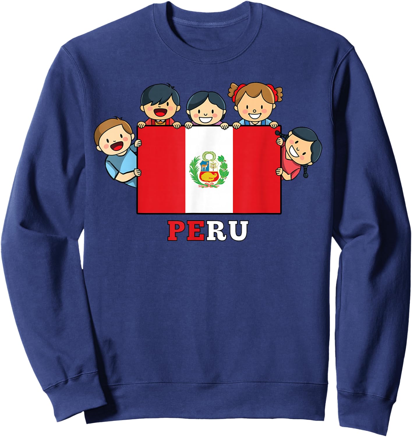 Kids Peru Flag Hispanic Heritage Month Peruvian Sweatshirt - Sweatshirt | Navy