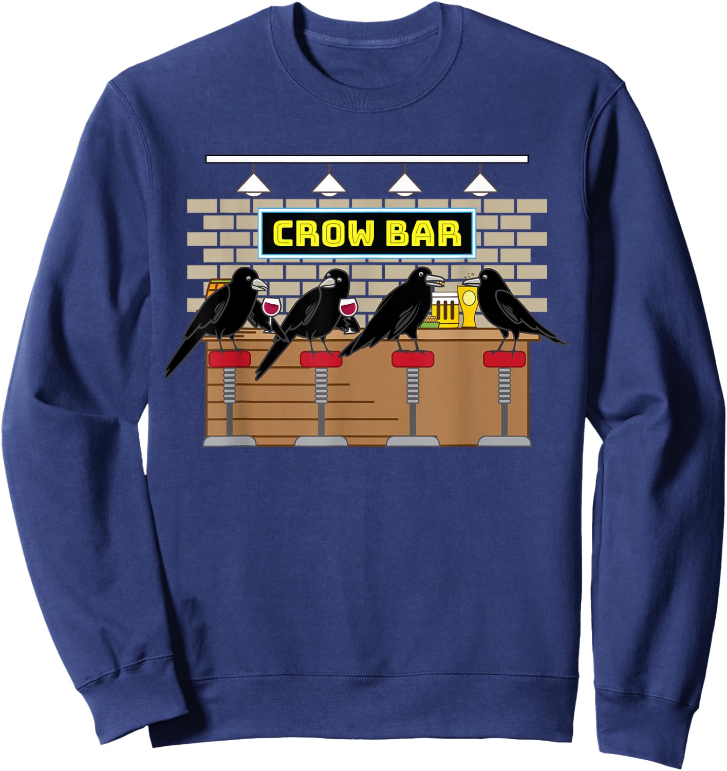 Crow Bar Pun Crowbar Crows Bartender Mechanic Word Game Sweatshirt - Sweatshirt | Navy