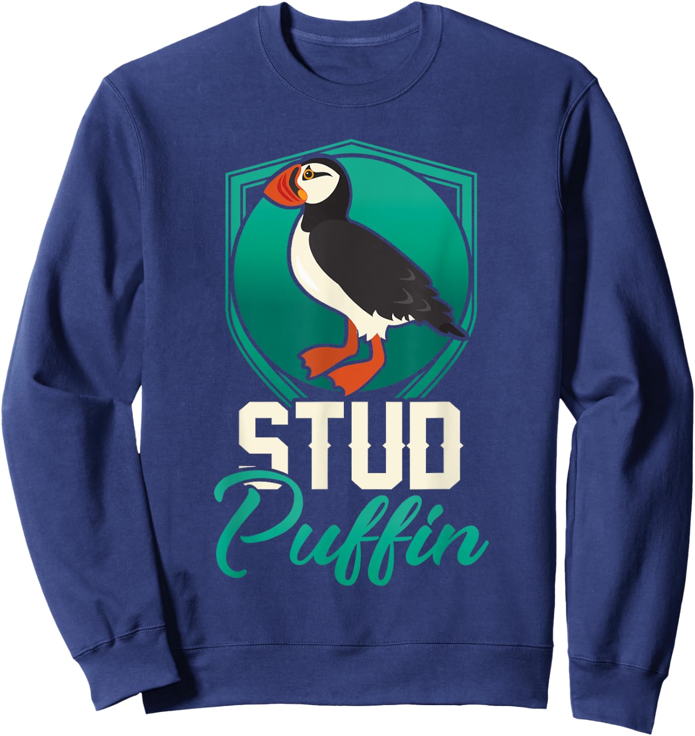Stud Puffin Seabird & Animal Lover Gift Sweatshirt - Sweatshirt | Navy