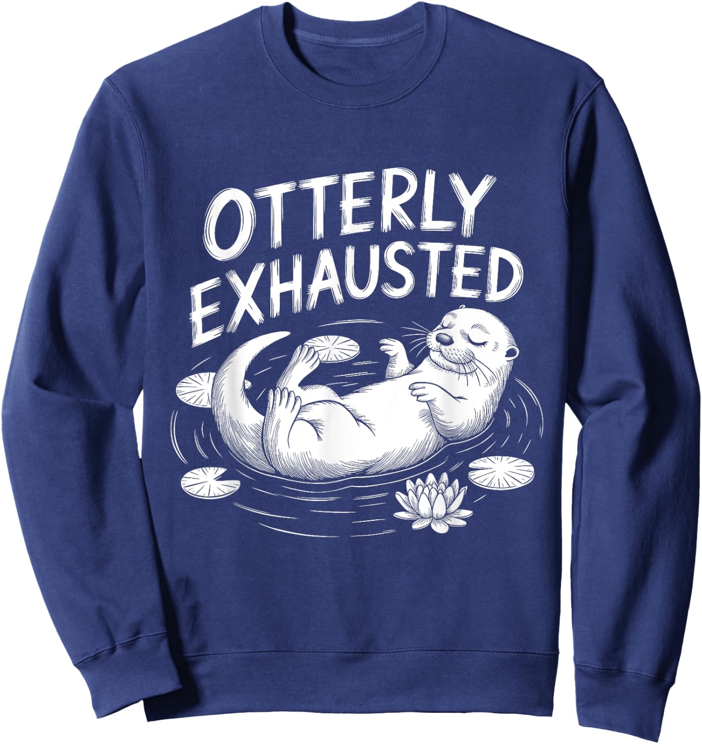 Adults Otter Lovers Black Small Modern Classic Cartoon Fun Sweatshirt - Sweatshirt | Navy