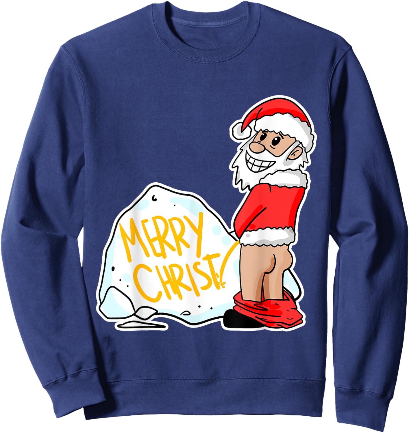 Funny pee Santa illustration Sweatshirt - Sweatshirt | Navy