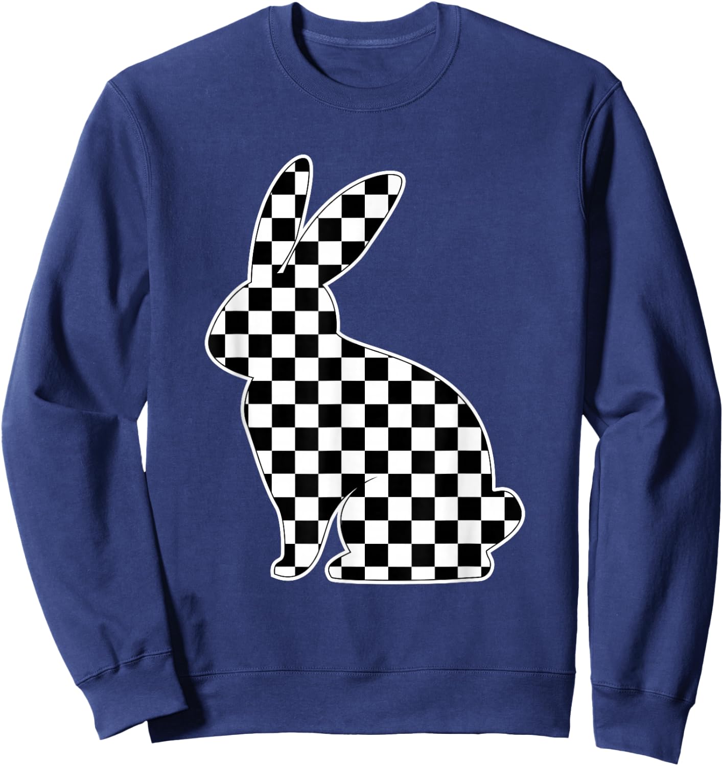 Retro Black white Checkerboard Rabbit Easter Bunny for Tween Sweatshirt - Sweatshirt | Navy