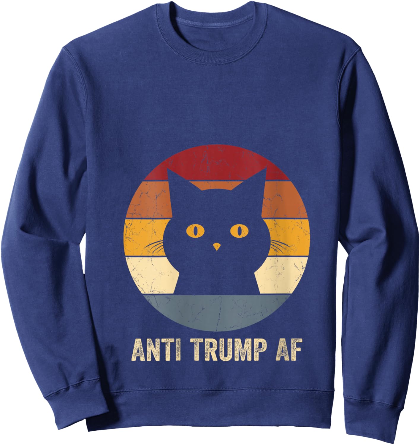 Anti Trump AF Retro Funny Anti Trump Cat V-Neck Sweatshirt - Sweatshirt | Navy