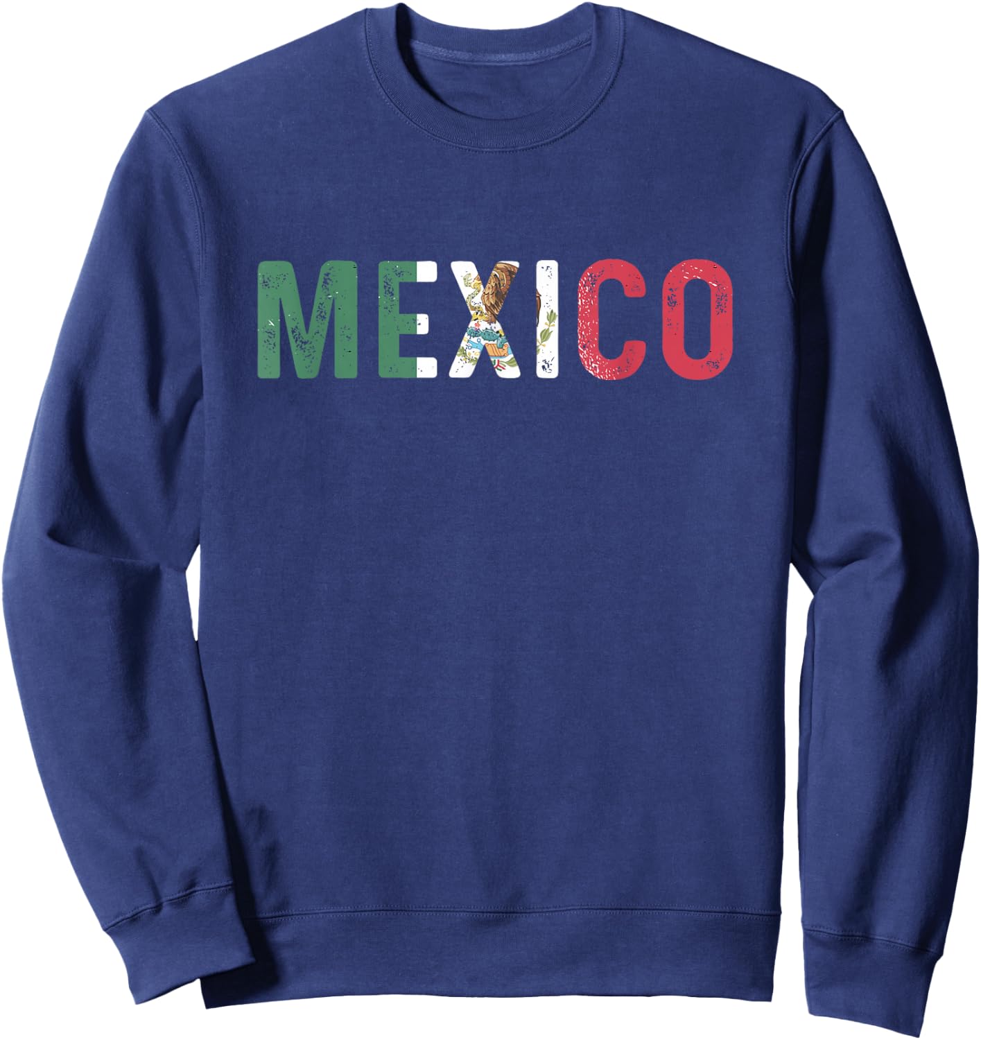 Mexico Mexican Flag Vintage Sweatshirt - Sweatshirt | Navy