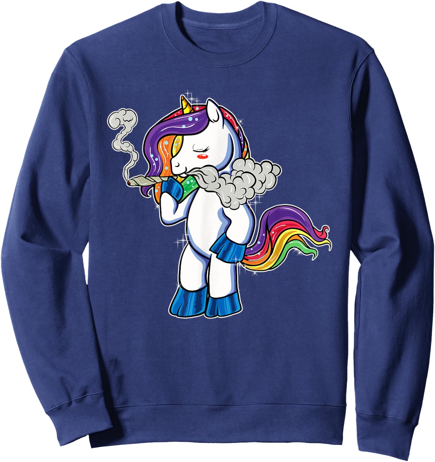 Marijuana Unicorn Weed Pot Head Stoner Gifts Women Sweatshirt - Sweatshirt | Navy