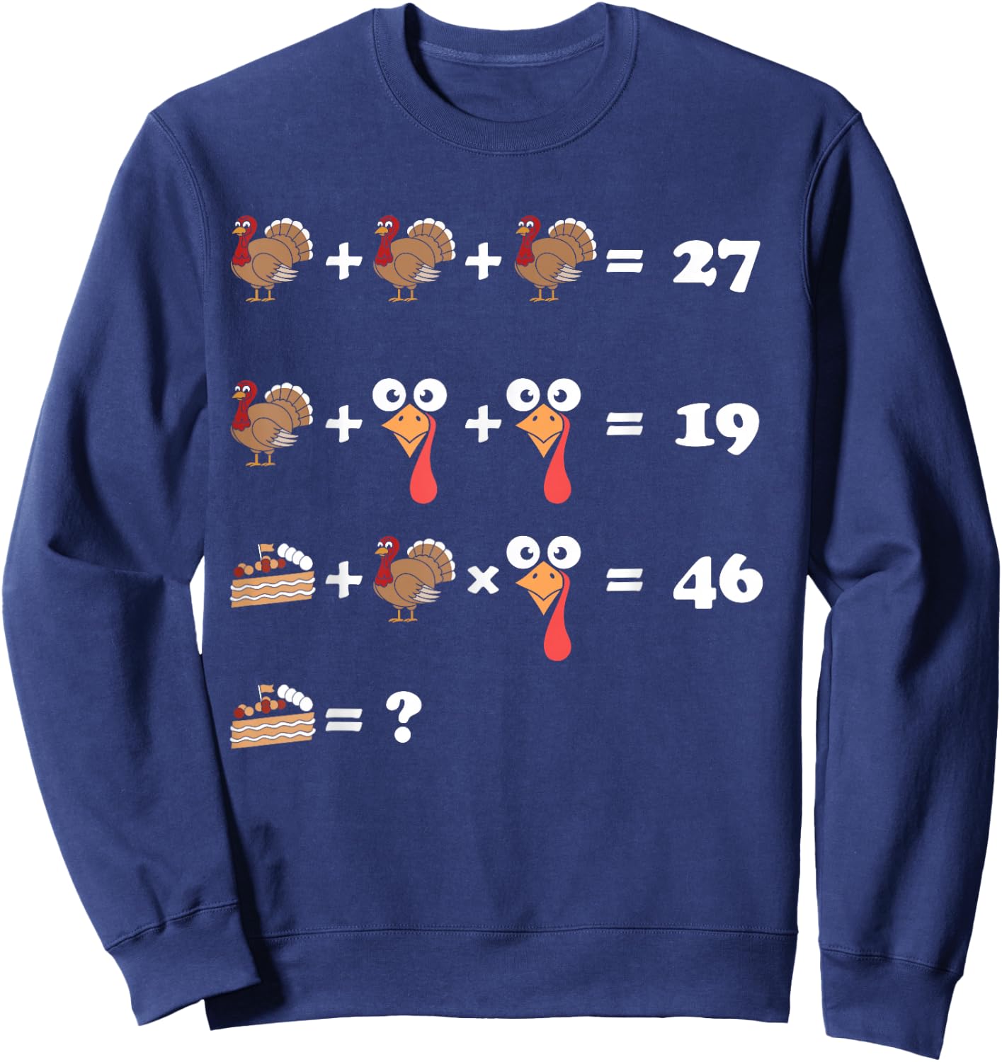 Thanksgiving Math Equation count answer pie Sweatshirt - Sweatshirt | Navy