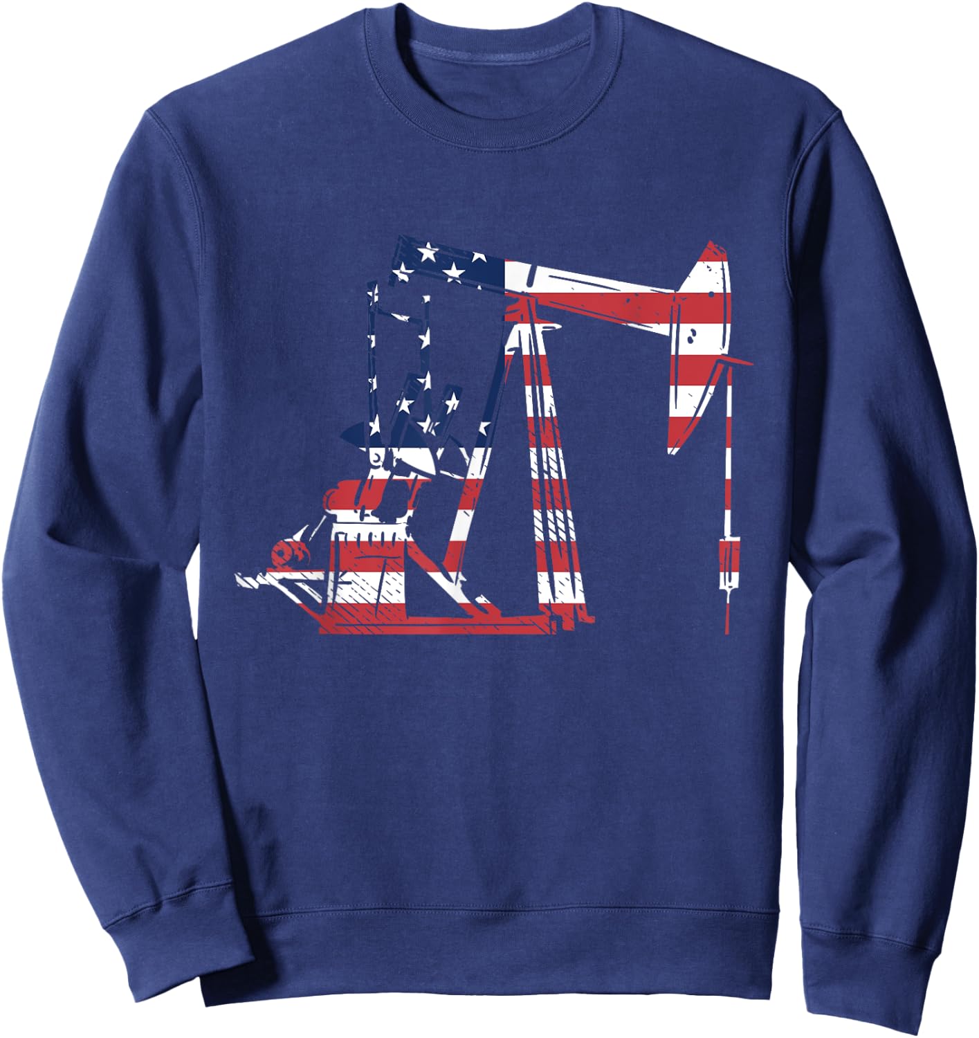 Oilfield Rig USA American Flag Oil Field Refinery Worker Sweatshirt - Sweatshirt | Navy