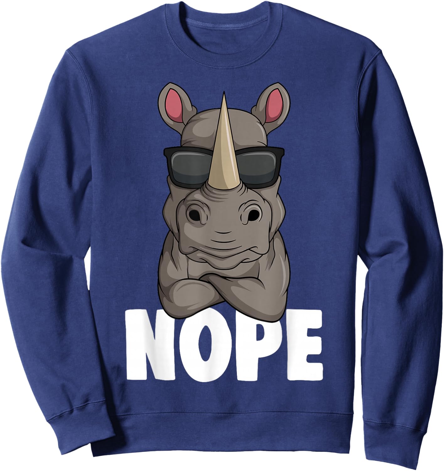 Funny Rhino Apparel & Gift Ideas -Kids, Women Classic Fit Black Cartoon Animal Sweatshirt - Sweatshirt | Navy