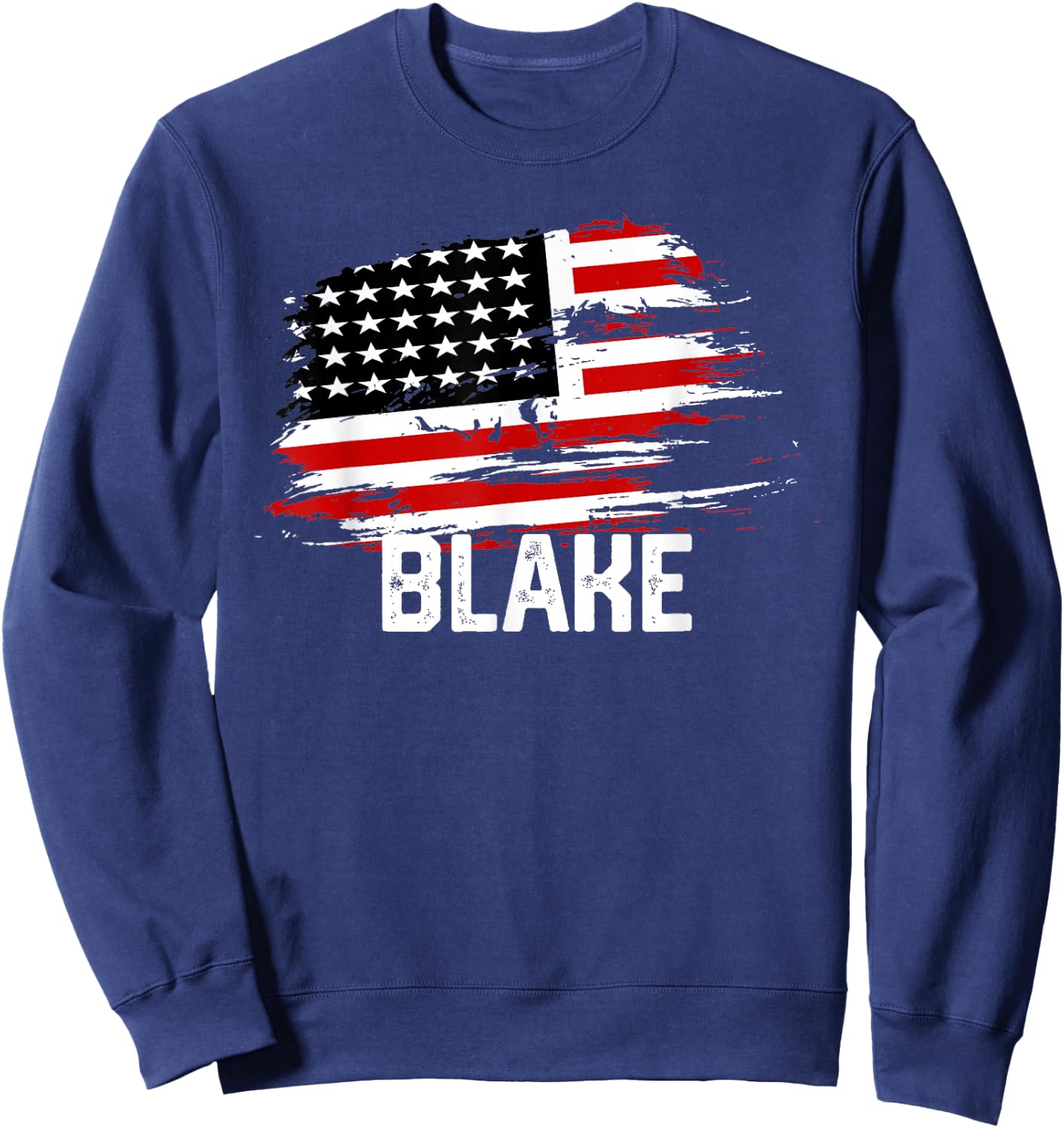 BLAKE USA Flag Personalized 4th of July BLAKE Sweatshirt - Sweatshirt | Navy