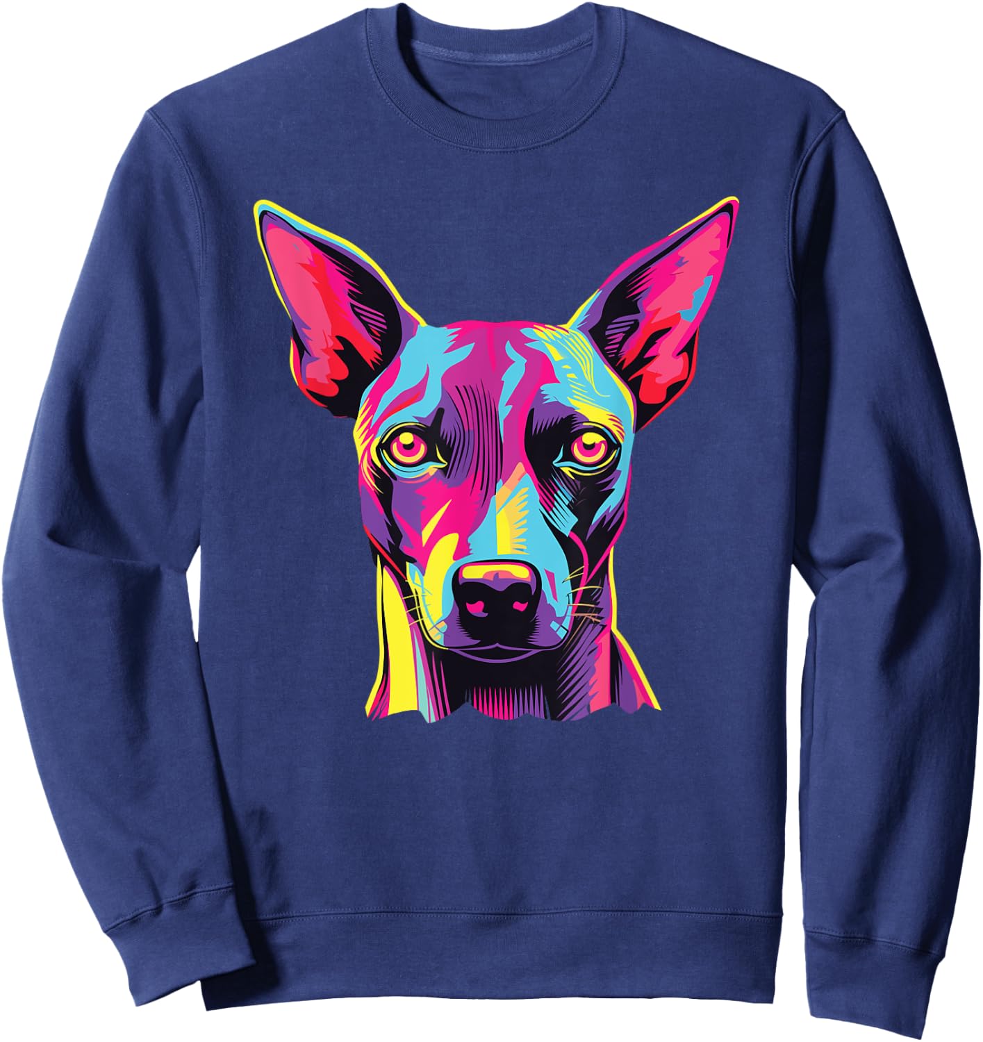 Watercolor Colorful American Hairless Terrier Dog Sweatshirt - Sweatshirt | Navy