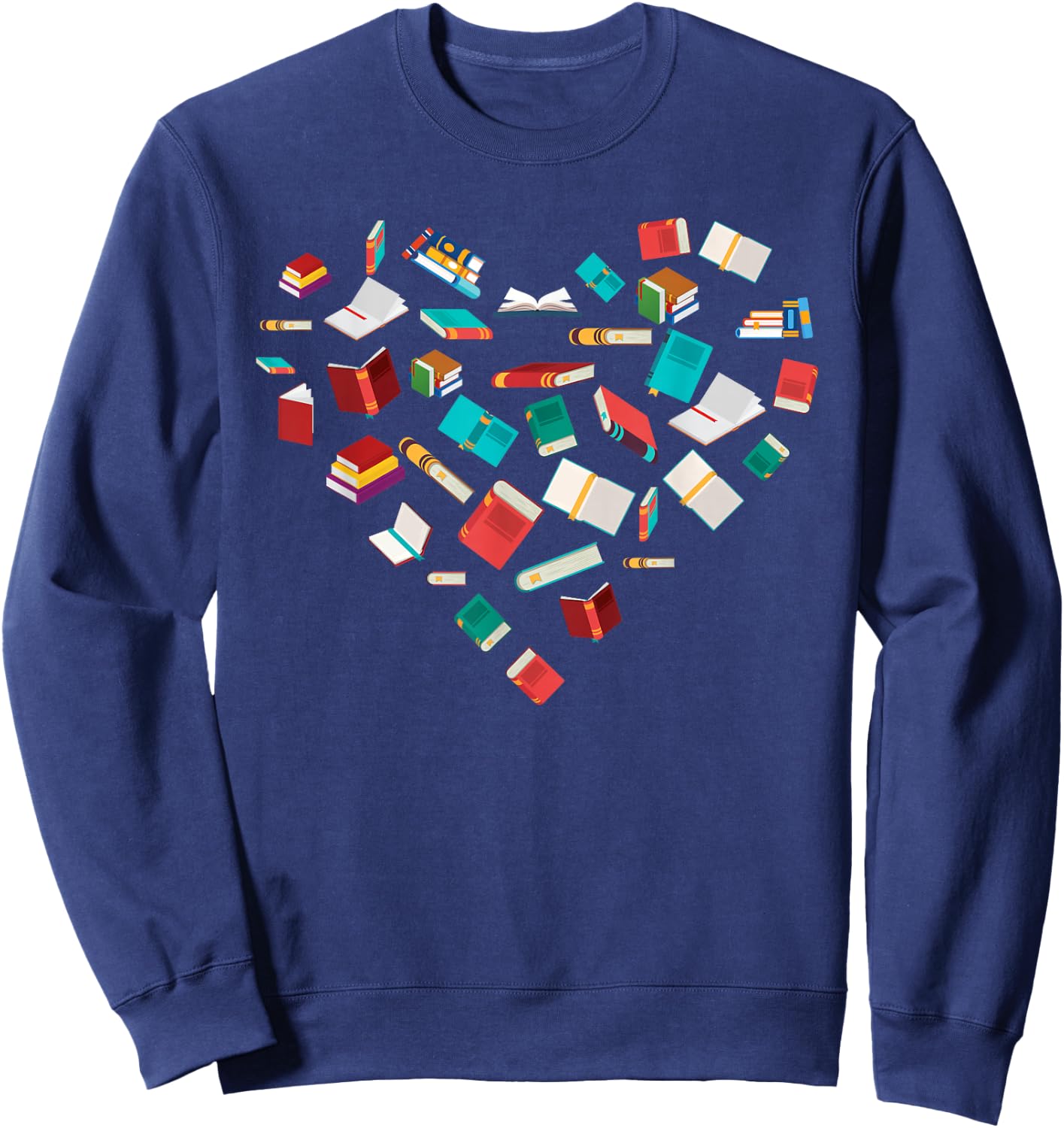 Library Books Heart Bookworm Valentines Day Gift Reading Sweatshirt - Sweatshirt | Navy
