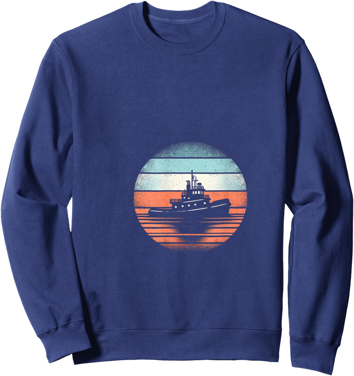 Bateau remorqueur vintage au coucher du soleil Sweatshirt - Sweatshirt | Navy