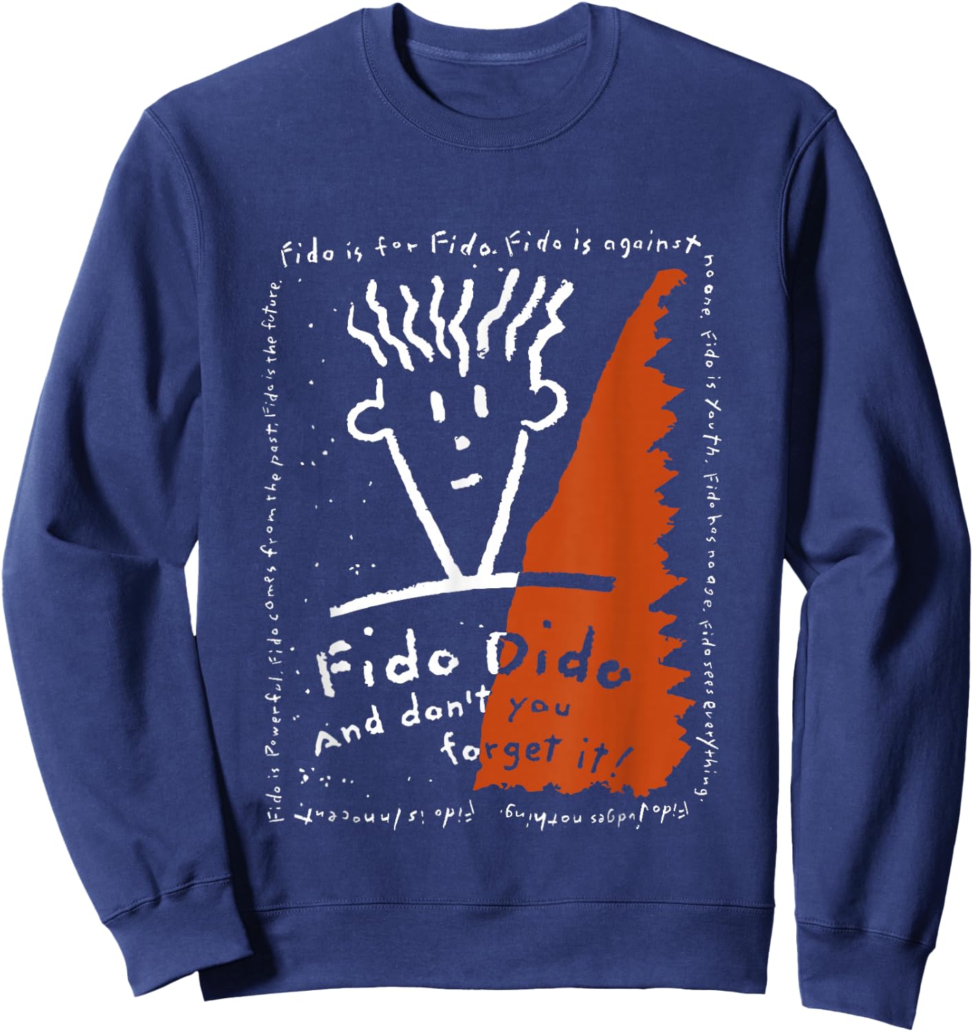 Fido Dido Textrahmen, Weiß / Orange Sweatshirt - Sweatshirt | Navy