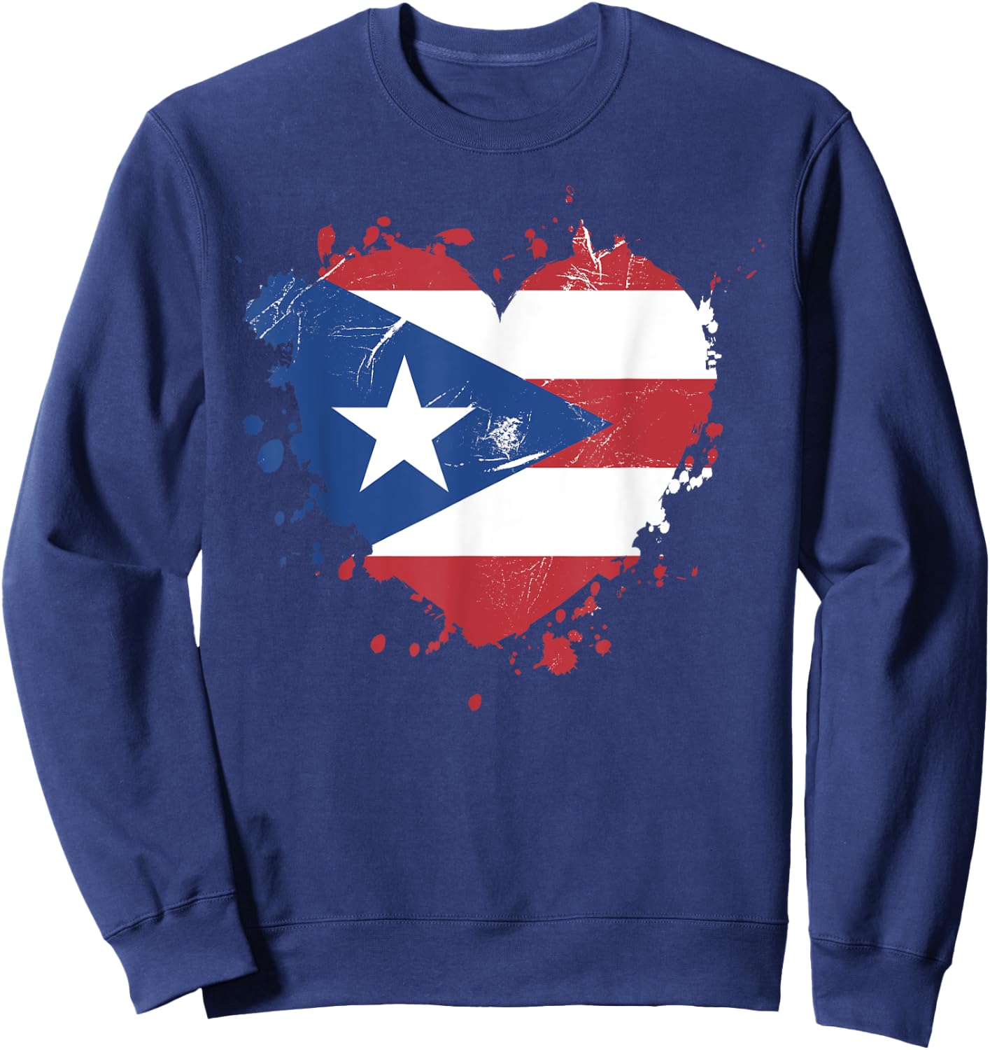 Puerto Rico Love Heart Flag Proud Girl Sweatshirt - Sweatshirt | Navy