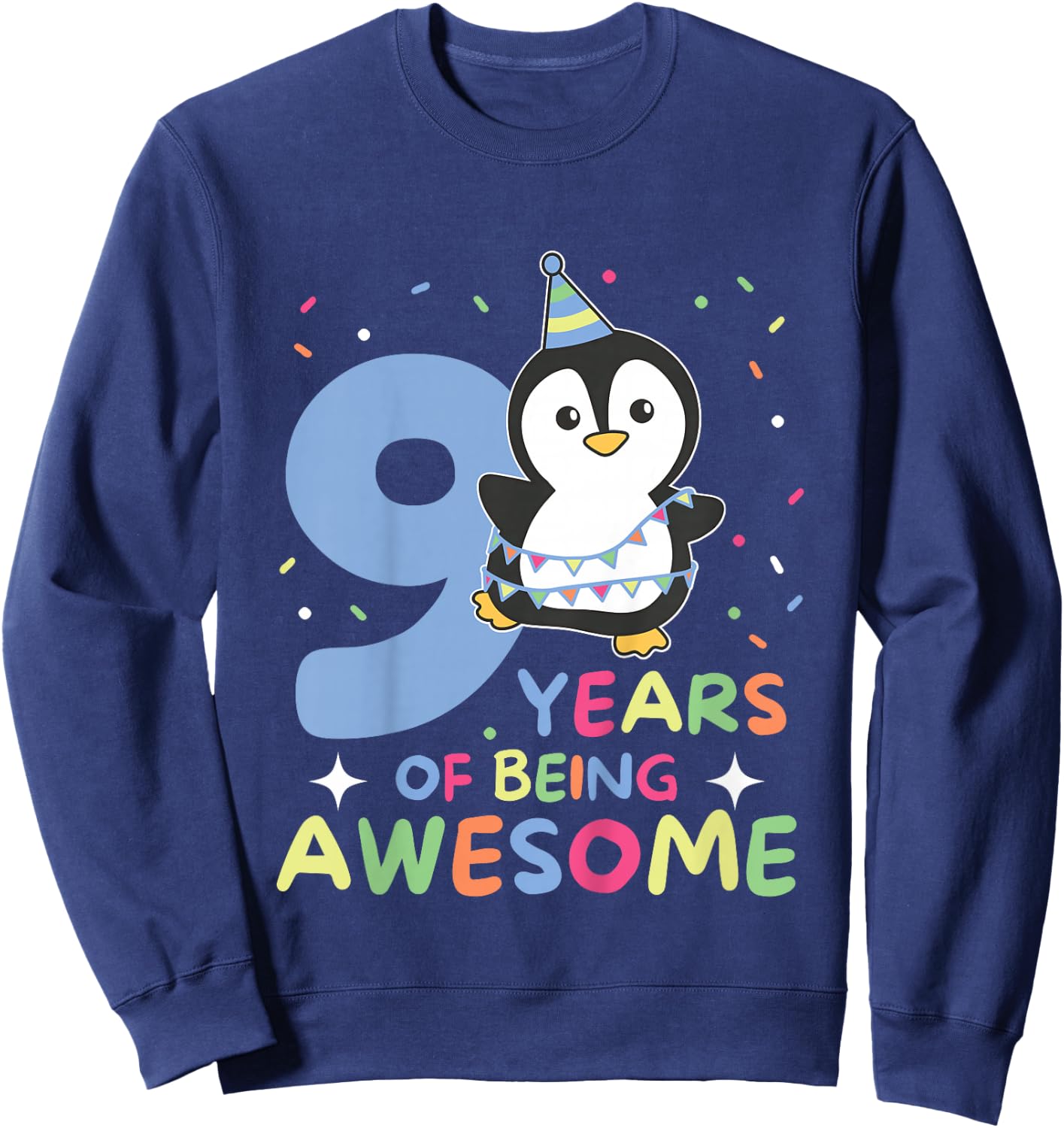 9th Birthday Penguin For Children Nine Years Old Sweatshirt - Sweatshirt | Navy