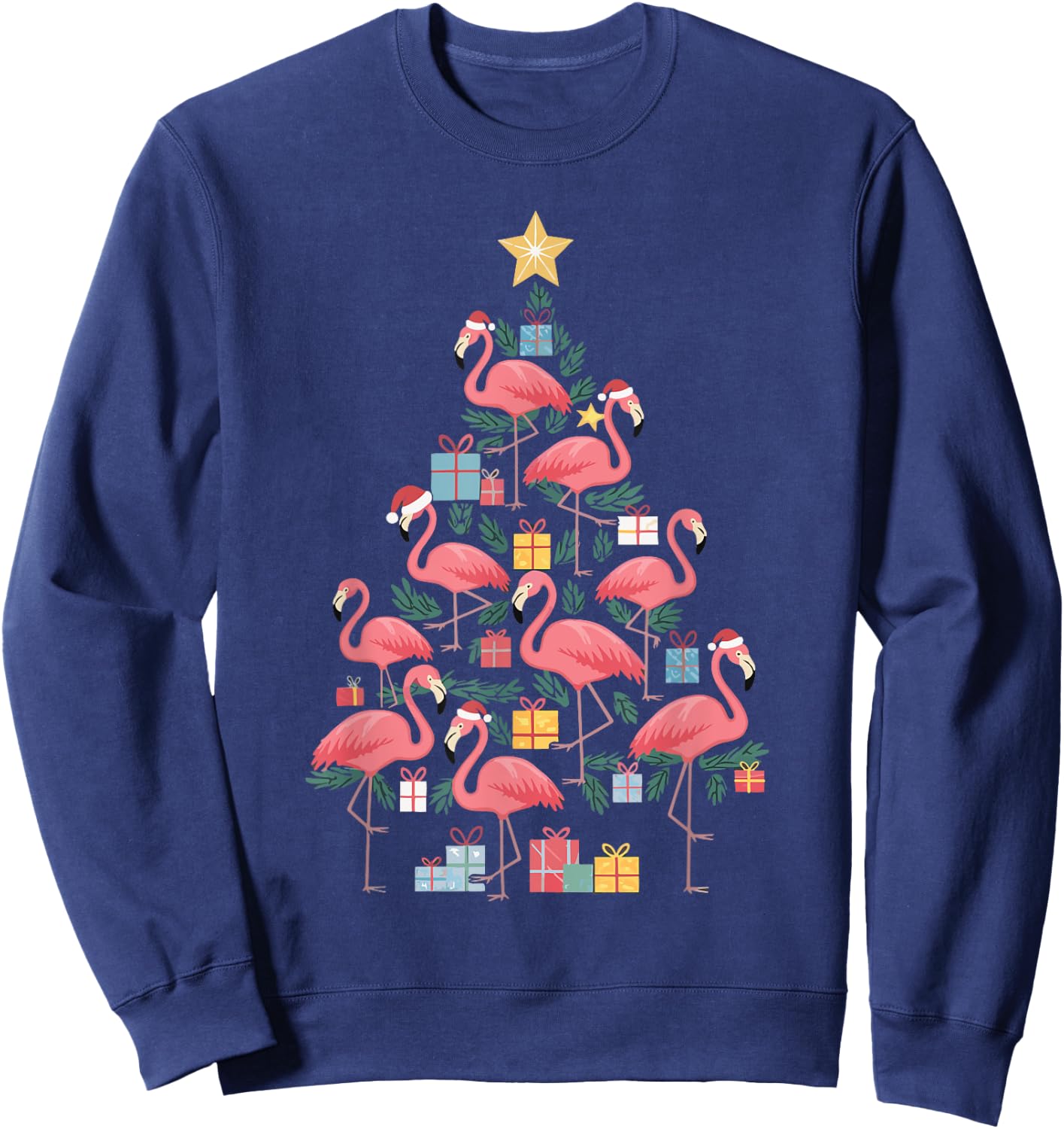 Flamingo Christmas Tree Sweatshirt - Sweatshirt | Navy