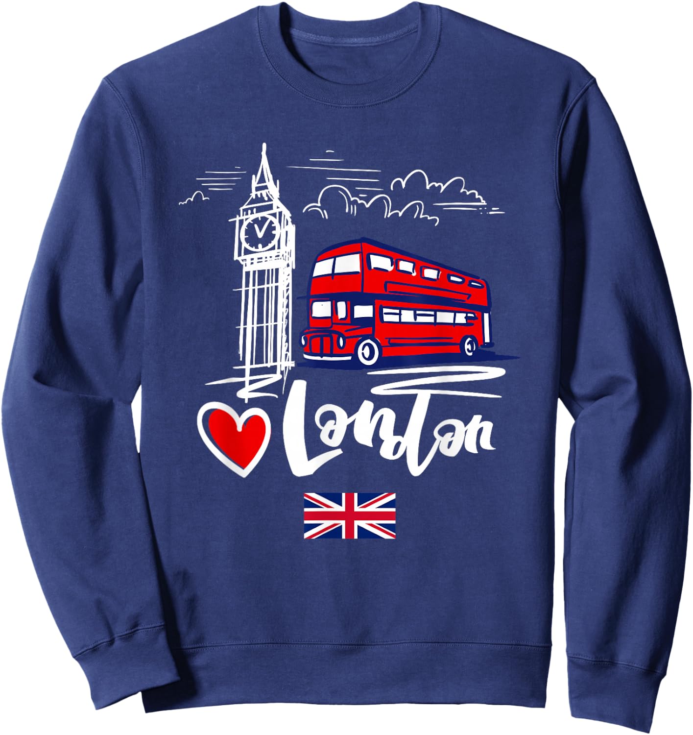 I Love London UK Graphic Design London Sweatshirt - Sweatshirt | Navy