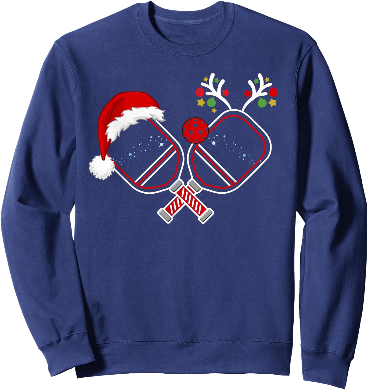 Pickleball Christmas Santa Hat Reindeer Christmas Pickleball Sweatshirt - Sweatshirt | Navy