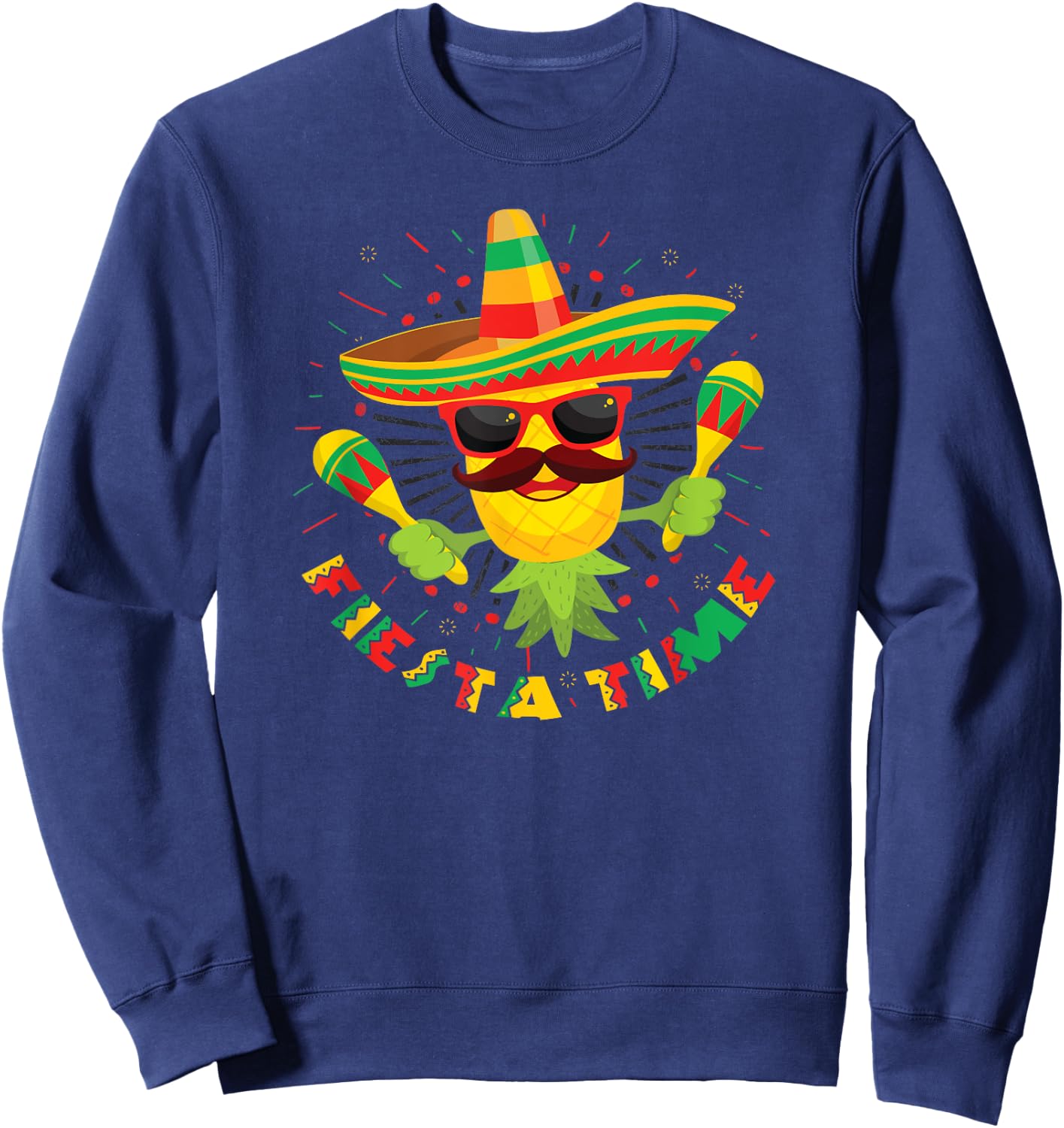 Swingers Upside Down Pineapple Cinco De Mayo Fiesta Time Sweatshirt - Sweatshirt | Navy