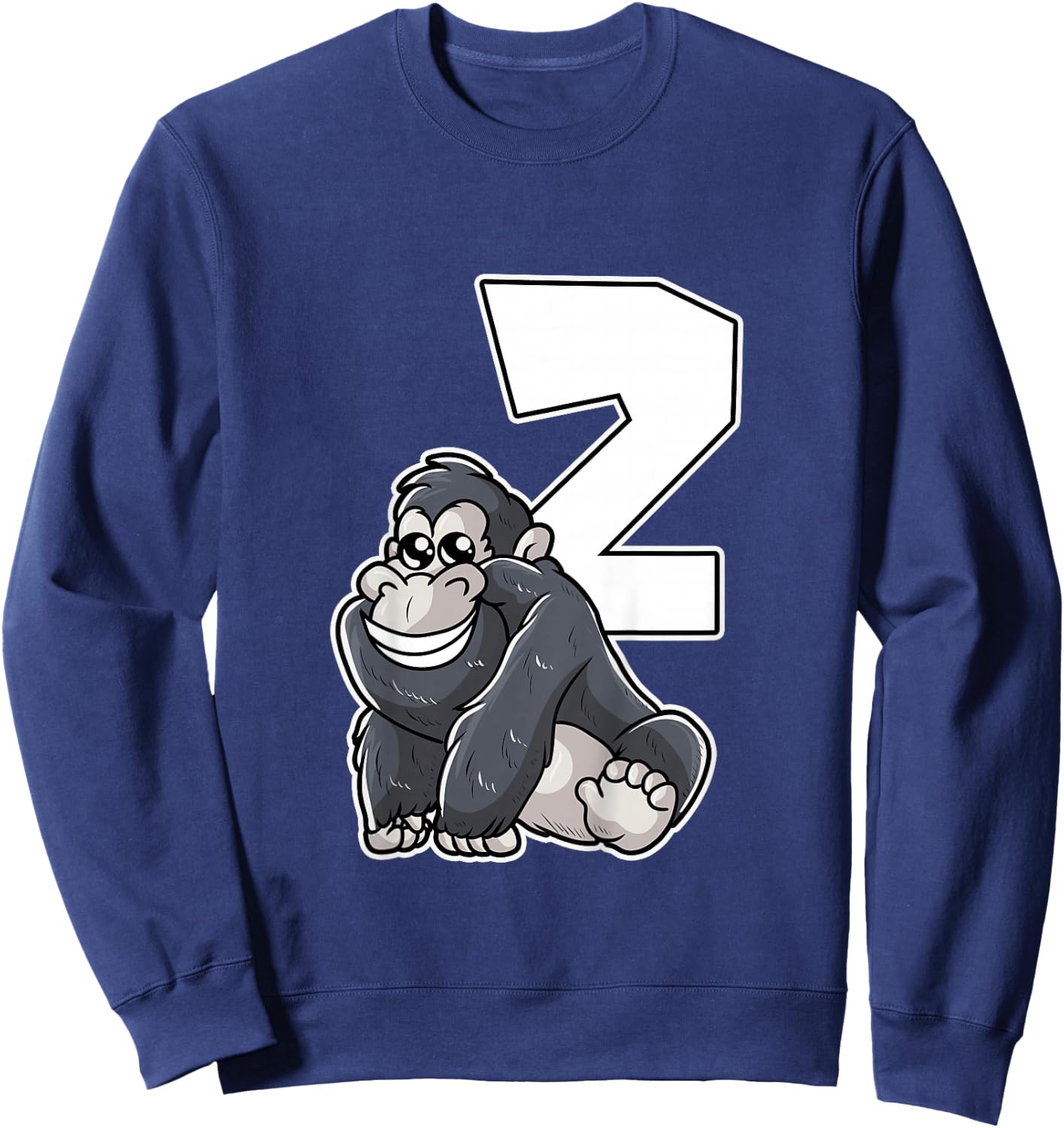 2nd Birthday Monkey 2 Year Old Gorilla Sweatshirt - Sweatshirt | Navy