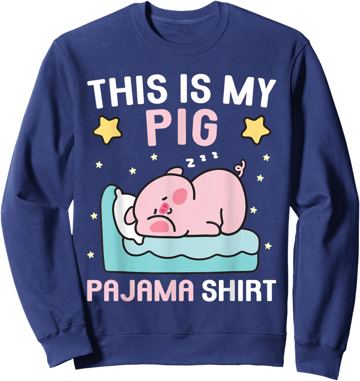 Cute PJ Teen Boys PJs Girls PJs Funny This is My Pig Pajama Sweatshirt - Sweatshirt | Navy