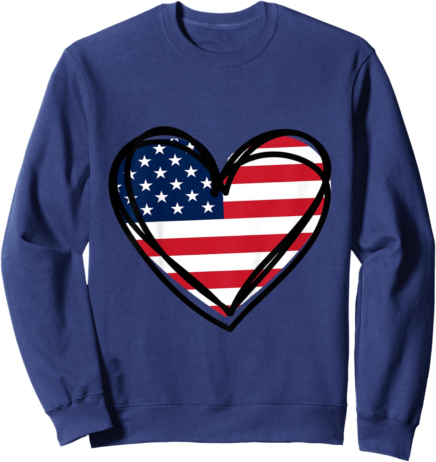 Girls 4th of July 4 Heart Flag US Independence Day Toddler Sweatshirt - Sweatshirt | Navy