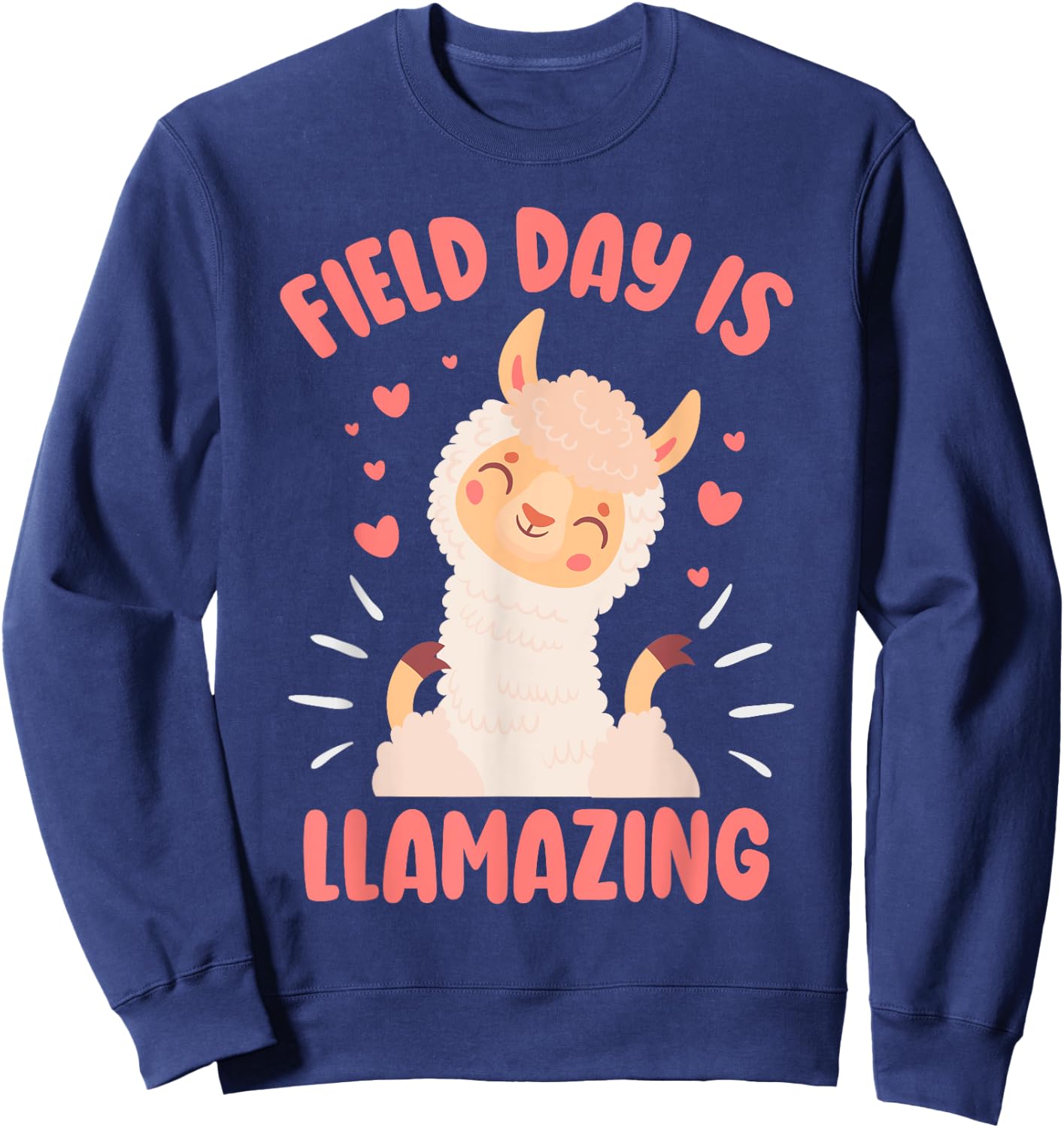 Llama Field Day Teacher Kids Alpaca Sweatshirt - Sweatshirt | Navy