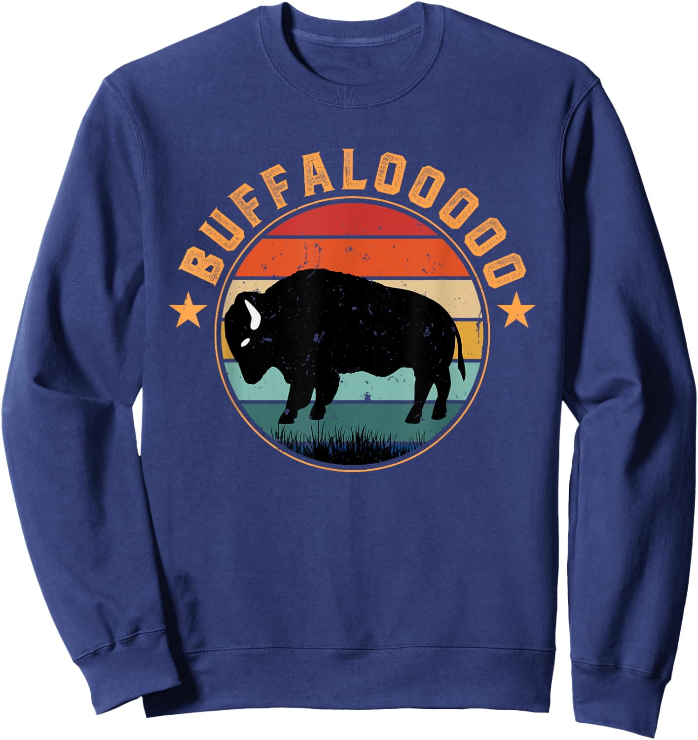 Lucky Buffalo Buffalooooo Retro Sunset Lucky Slot Machine Sweatshirt - Sweatshirt | Navy