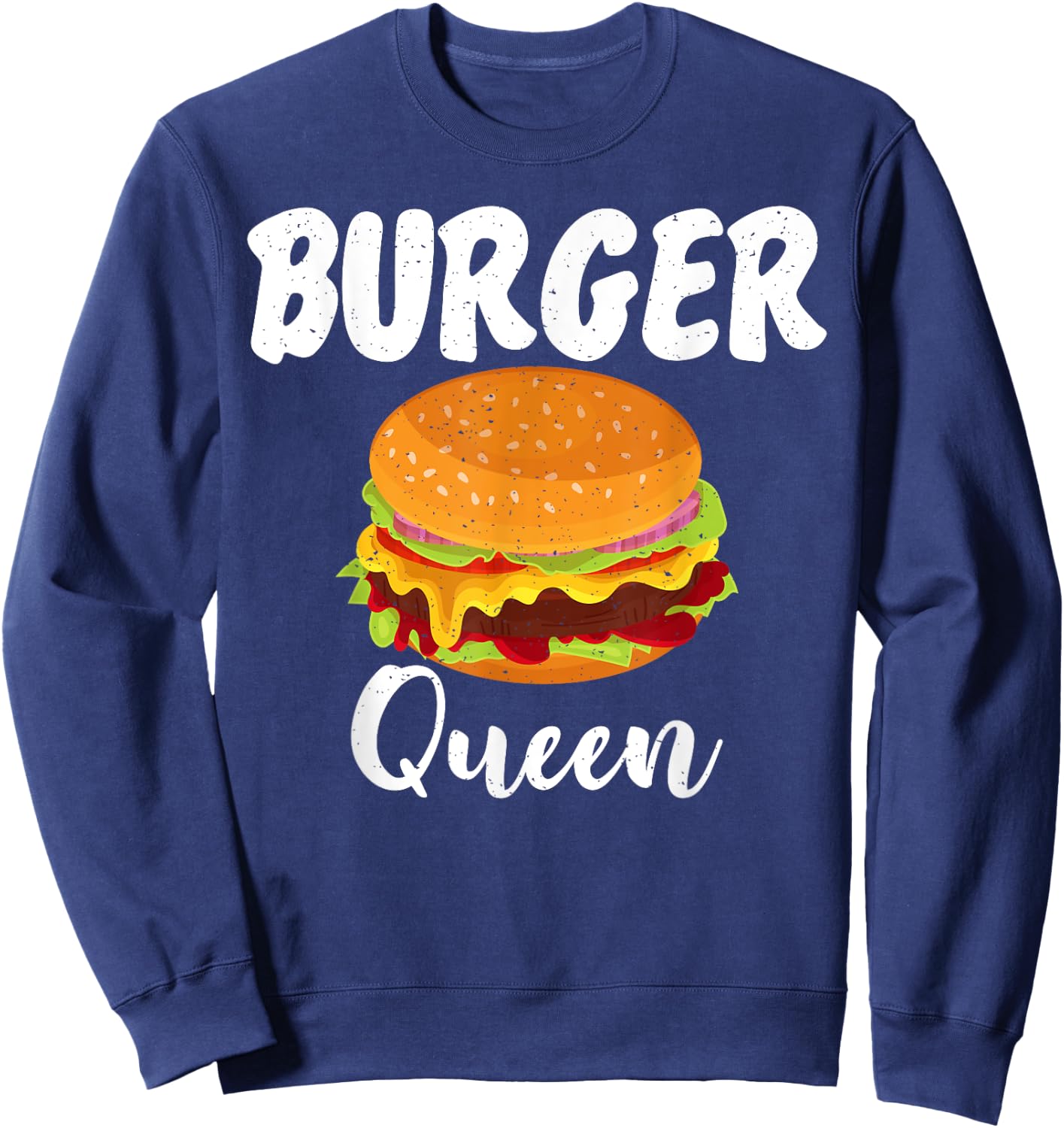 Hamburger Cheeseburger Burger Queen Fast Food Sweatshirt - Sweatshirt | Navy