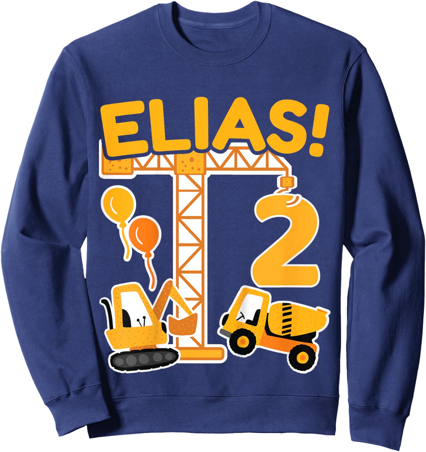 Kinder 2. Geburtstag Vorname Elias Bagger Deko Geschenk Jungen Sweatshirt - Sweatshirt | Navy