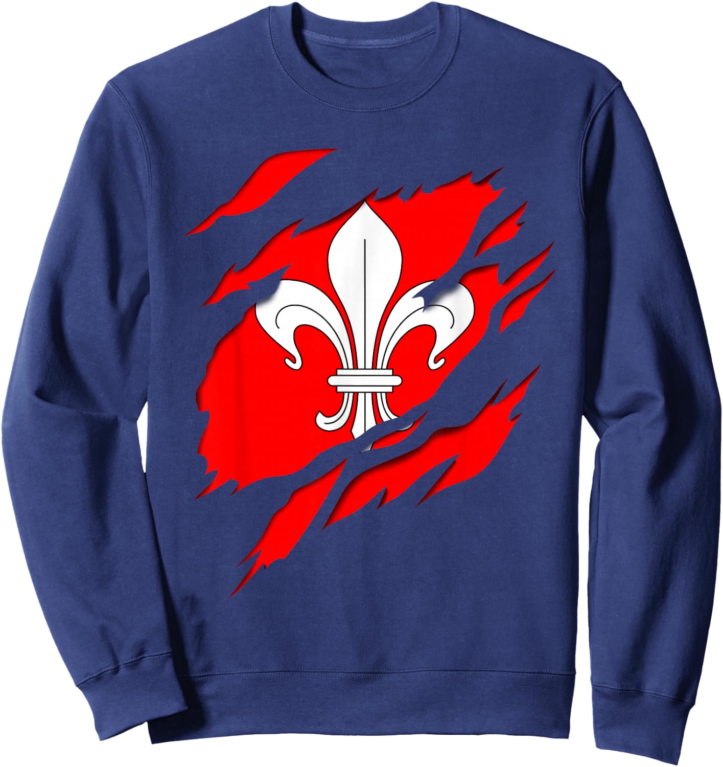 Flag Lille Coat of Arms torn with 3D effect. France Sweatshirt - Sweatshirt | Navy