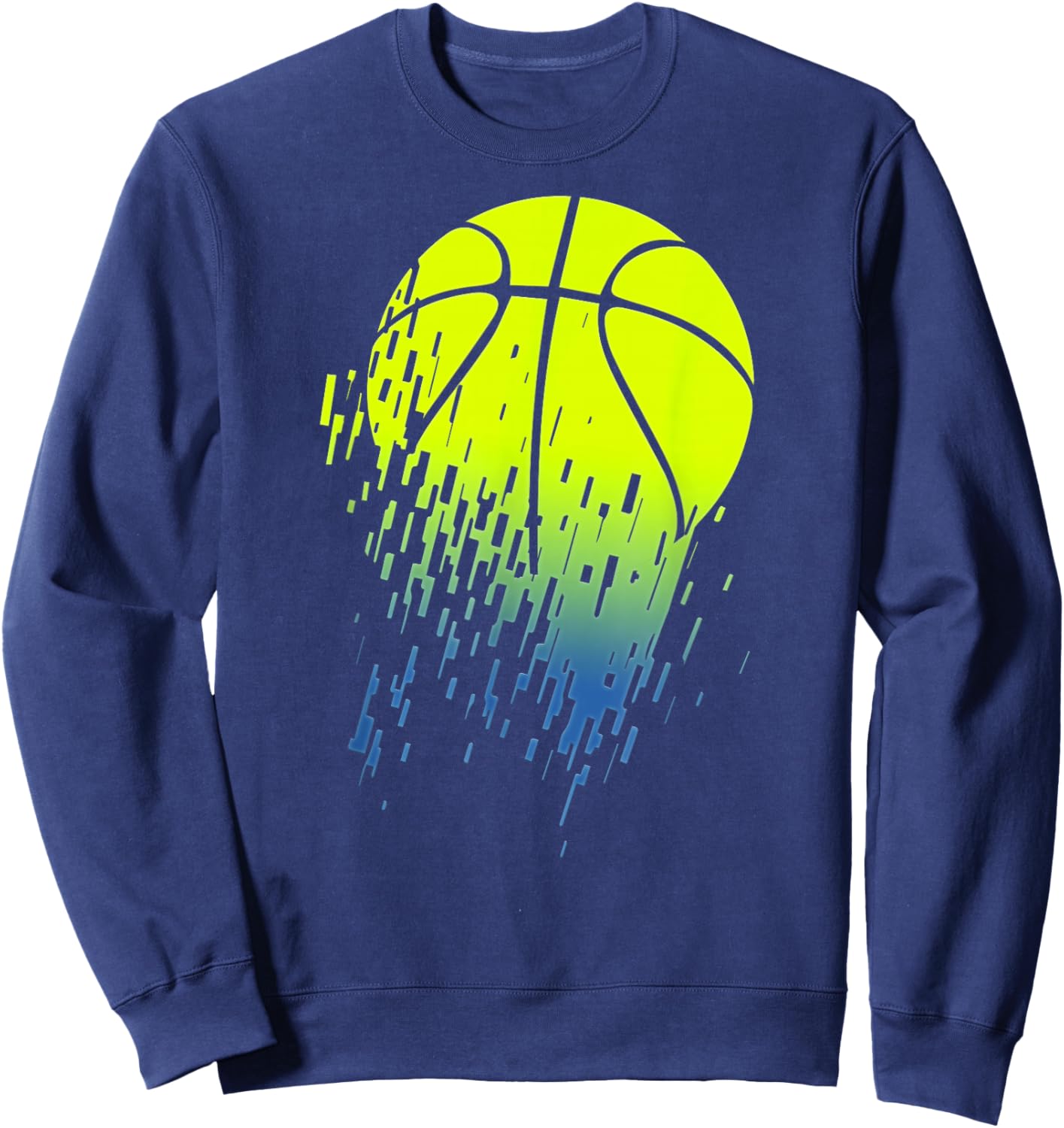 Disintegrating Neon Green Basketball Urban Sweatshirt - Sweatshirt | Navy